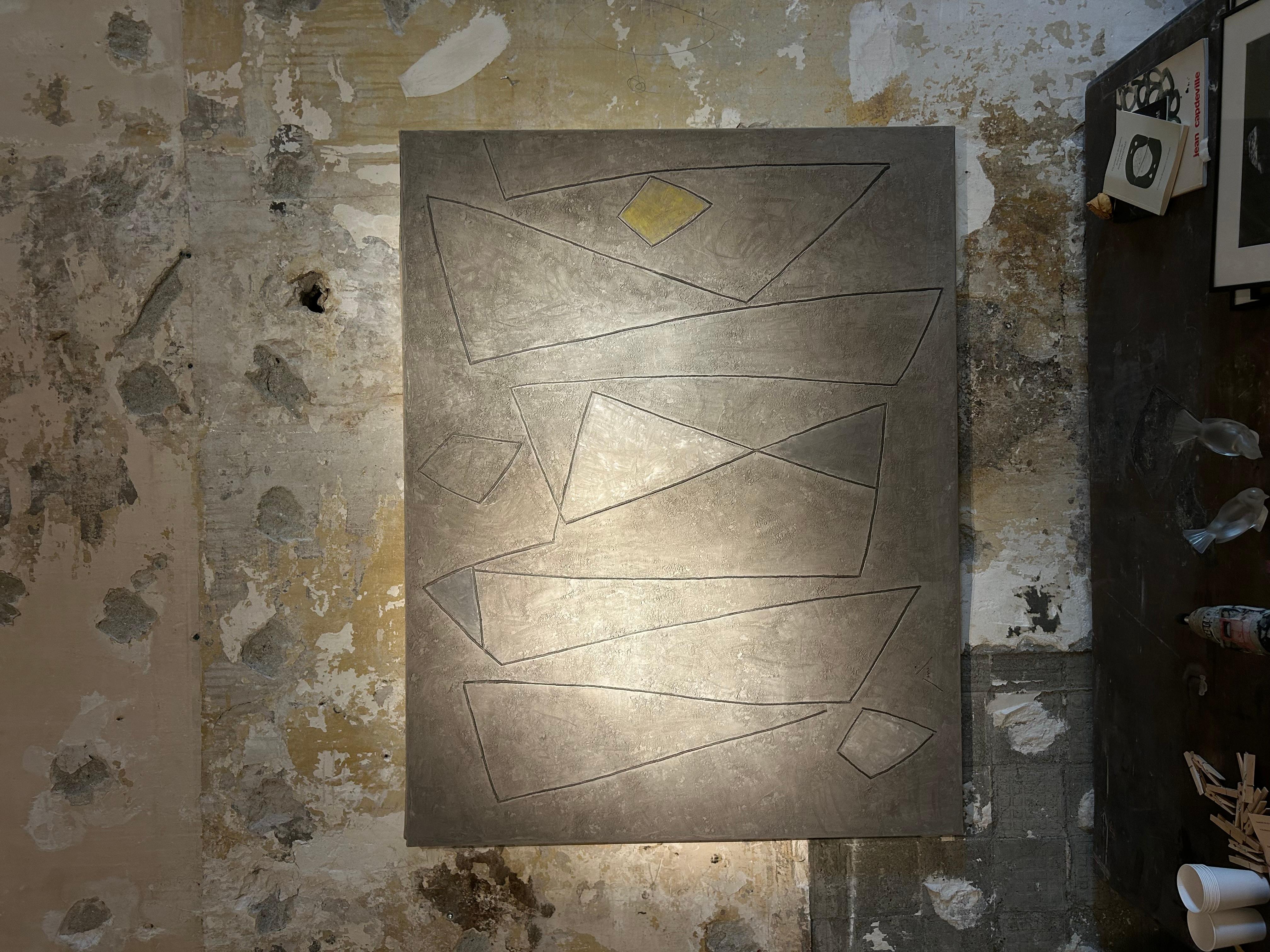 Hand-Painted Georges Ferrato - Acrylic and concrete on Canvas For Sale
