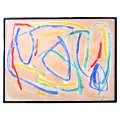 Georges Ferrato, "Composizione" 1985 - Pittura ad olio astratta