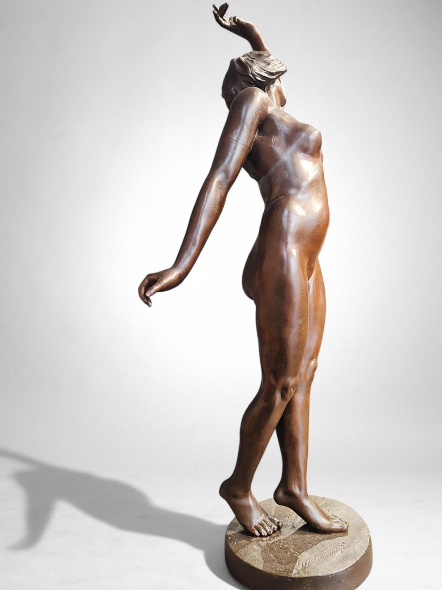 Georges Flamand Danzatrice in bronzo (c. 1900-1910) - Nude Sculpture Oro di  Georges Flamand 