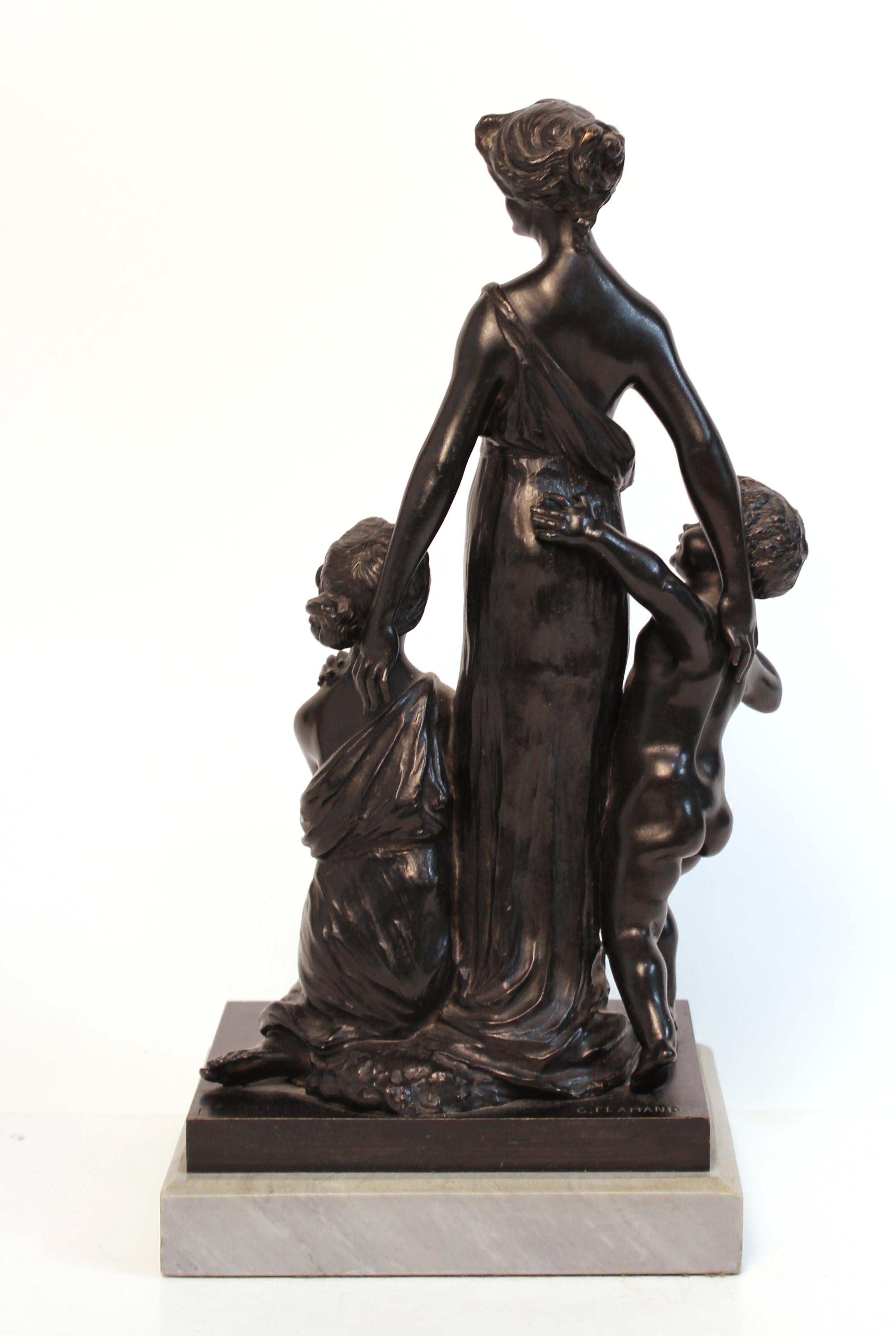 French Georges Flamand Art Nouveau Bronze Sculpture 