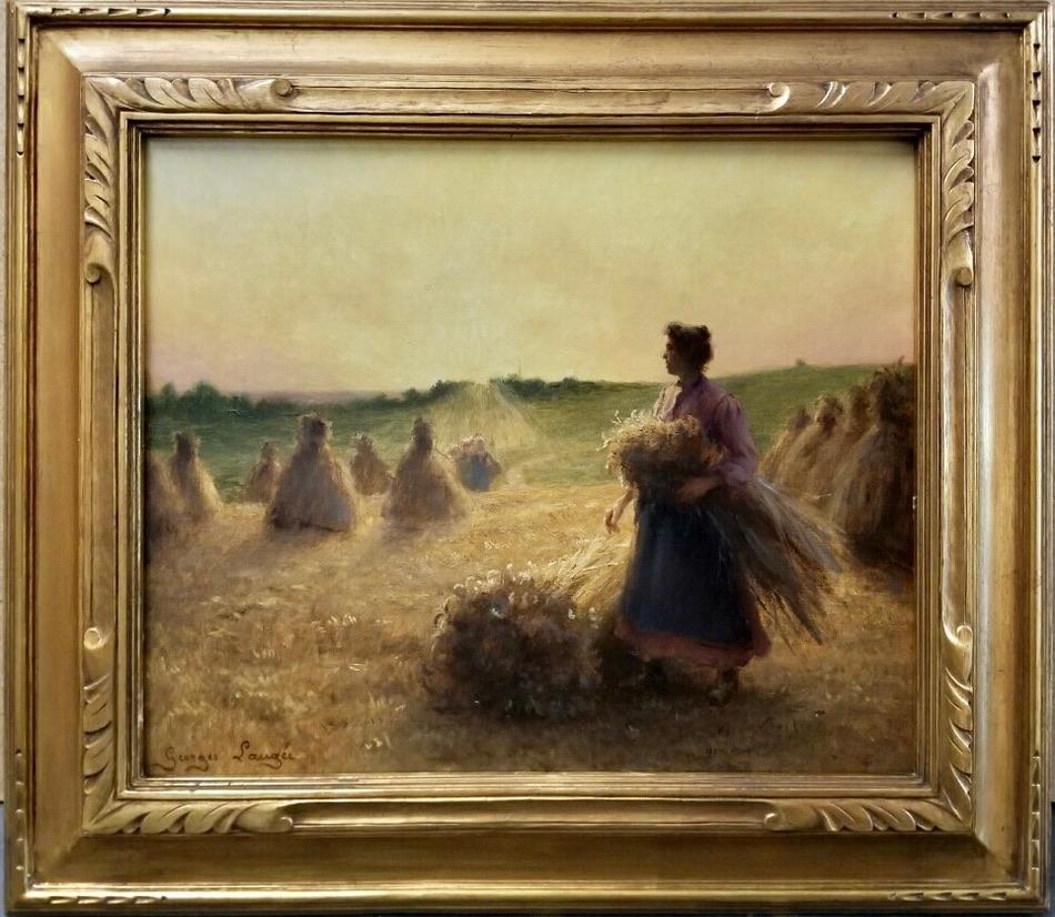 Georges François Laugée Landscape Painting – "Die Erntehelfer" Französisch 19. Jahrhundert Öl auf Leinwand Barbizon-Schule