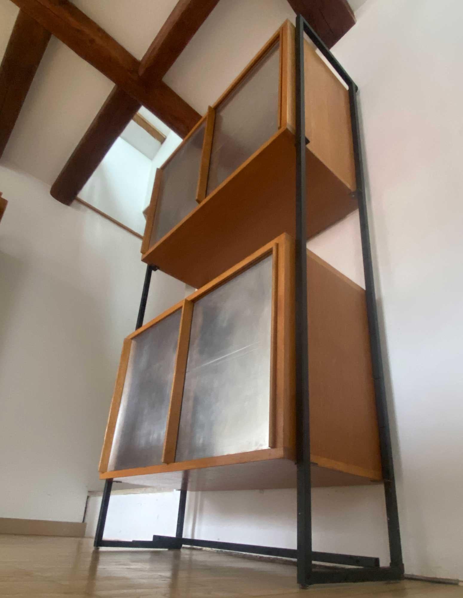Aparador de aluminio Georges Frydman para Efa 1958 en Bueno estado para la venta en Grenoble, FR
