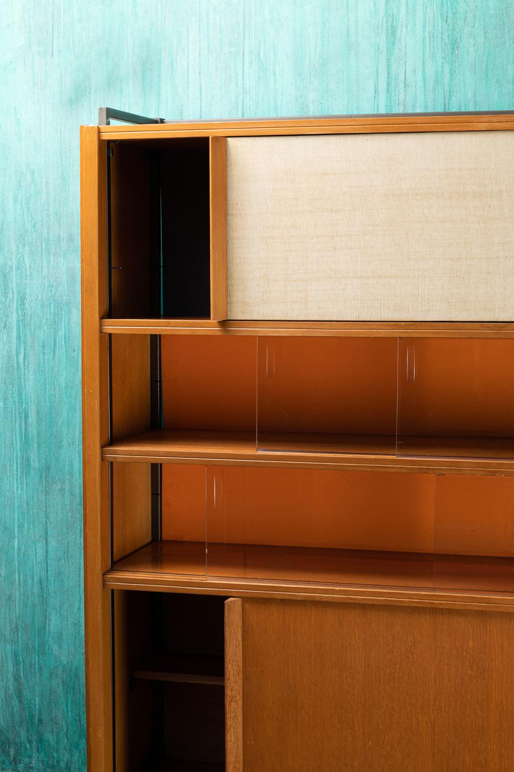 Late 20th Century Georges Frydman, Bookcase in Oak and Metal, 1970s