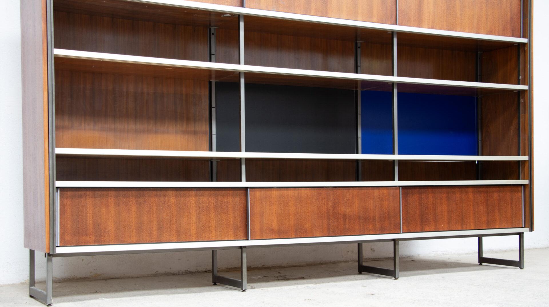 Walnut Georges Frydman Modernist Bookcase for EFA, 1960’s For Sale