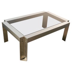 Georges Frydman, table basse en acier brossé. Edition E.F.A.