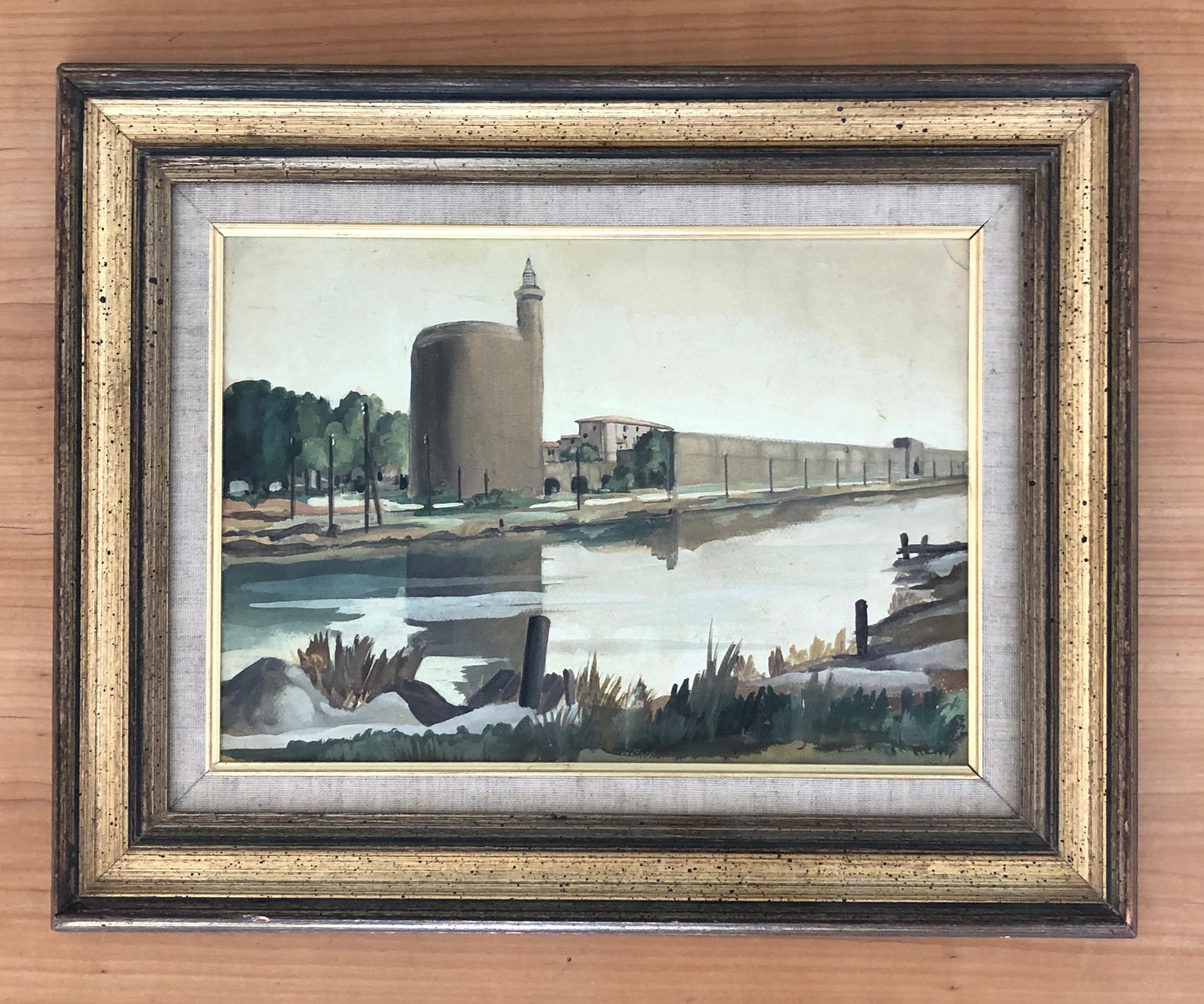 Water tower - Painting by Fustier Georges