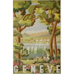 1937 original travel poster by Georges Fustier Genève - Geneva