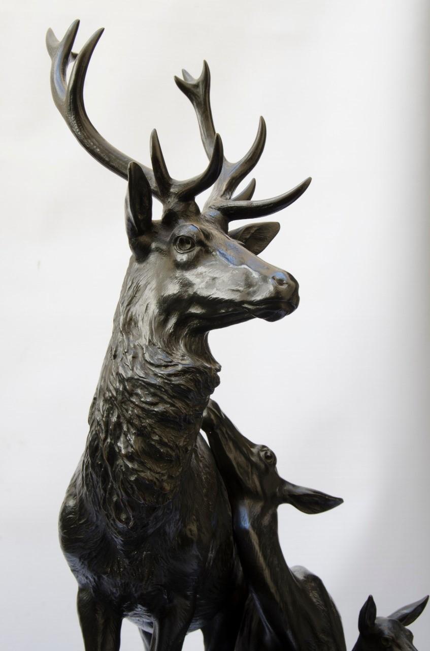 French Georges GARDET (1863-1939) Group of deer, Ferdinand Barbedienne For Sale