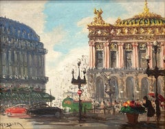 "Palais Garnier" Post-Impressionist Parisian Street Scene Oil Painting Canvas