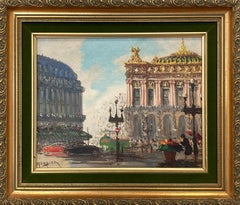"Palais Garnier" Escena callejera parisina postimpresionista Lienzo al óleo