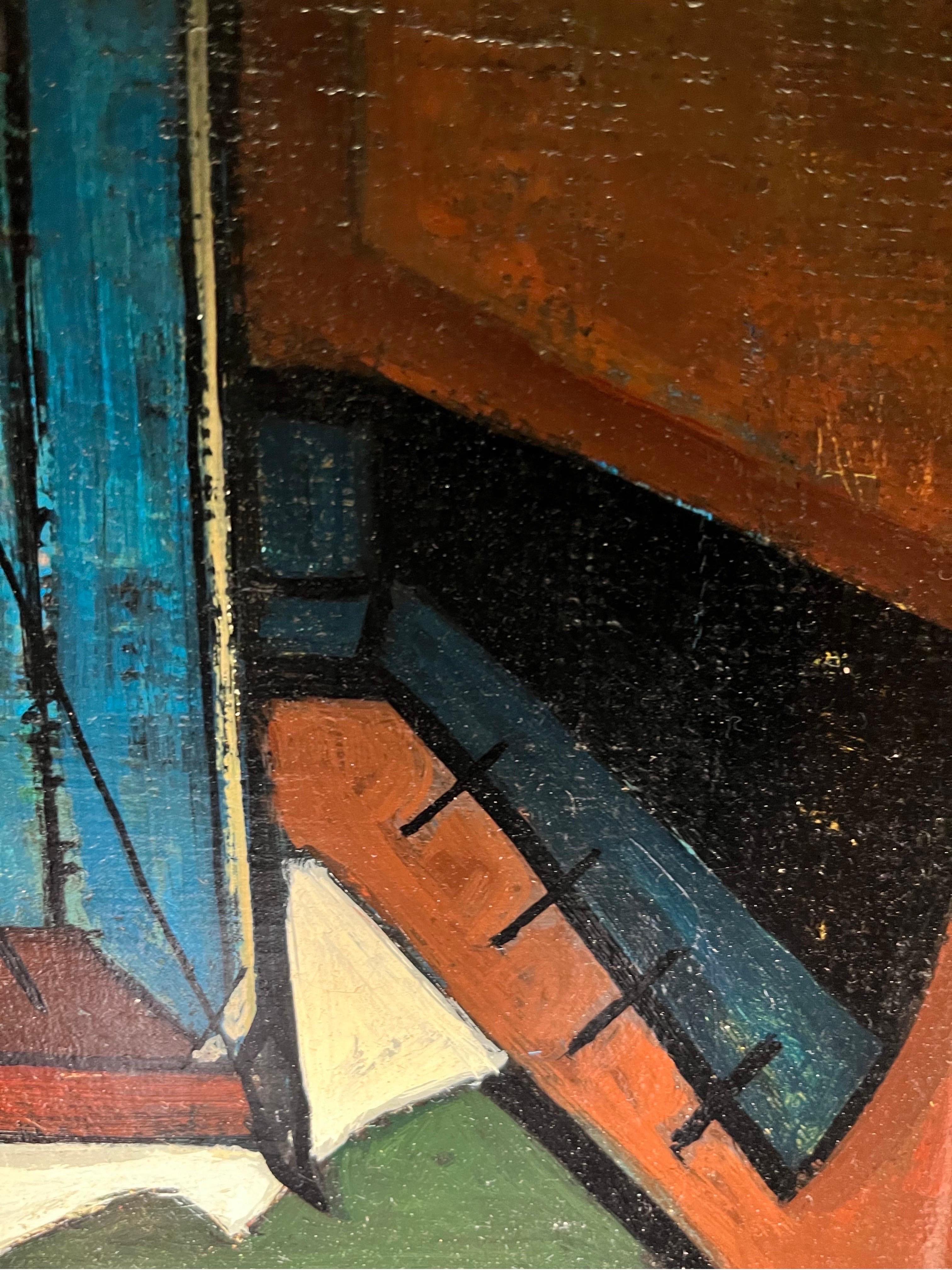 Natura morta con mandolino di Georges Girard - Olio su tela 54x81cm in vendita 3