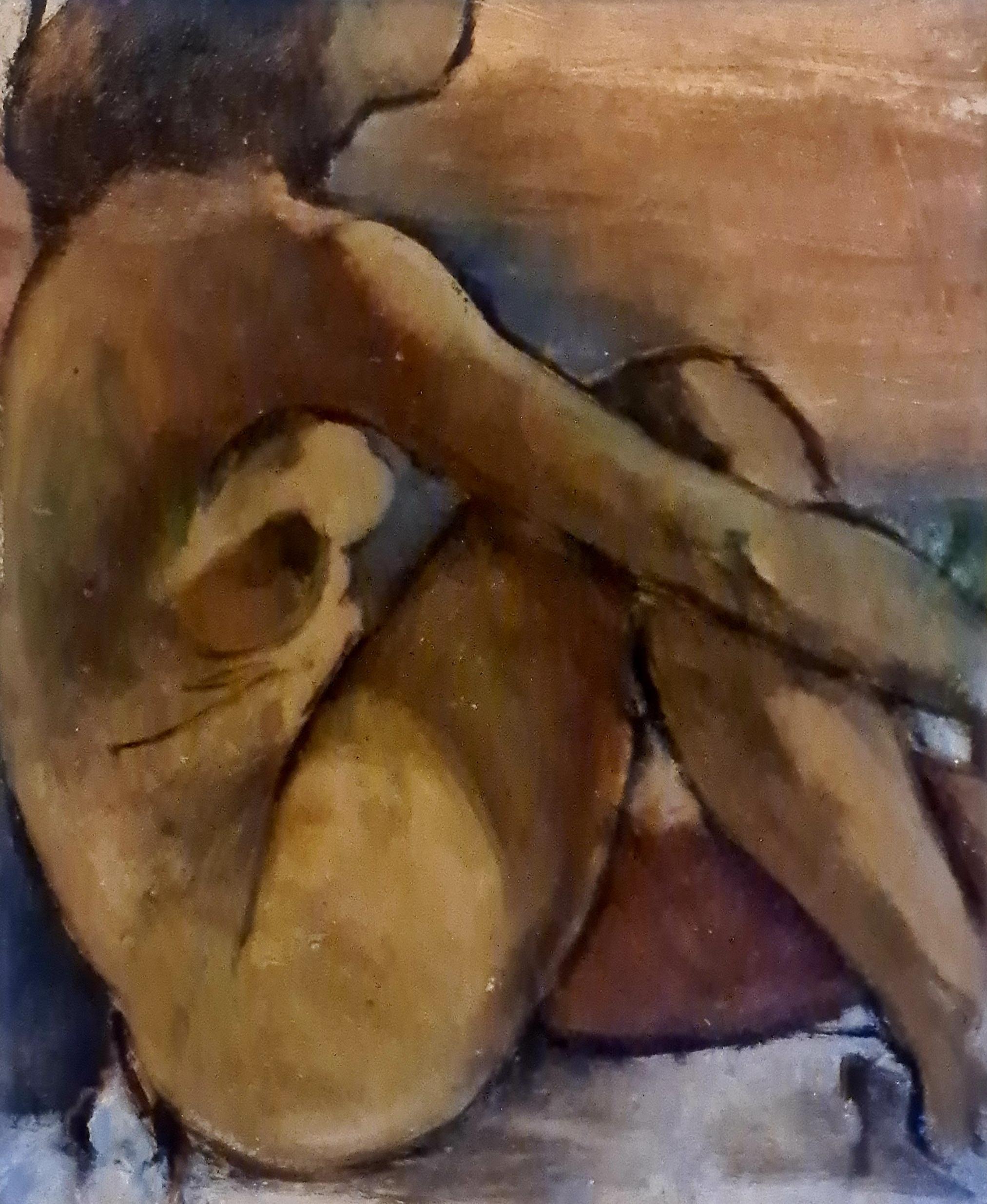 Weiblicher Akt, Die Frau des Künstlers, 'Femme Nue' – Painting von Georges Gonthier