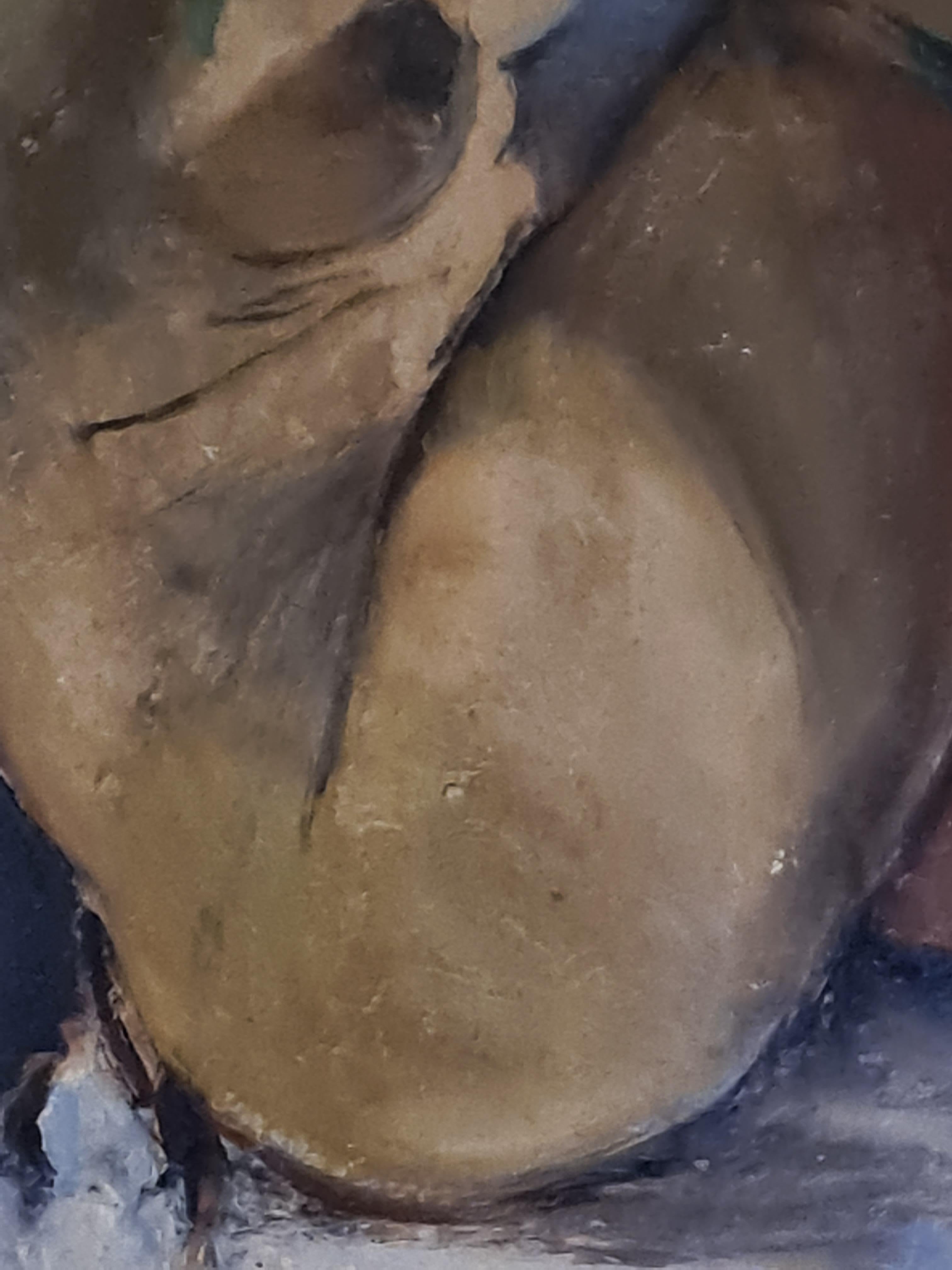 Weiblicher Akt, Die Frau des Künstlers, 'Femme Nue' (Braun), Nude Painting, von Georges Gonthier