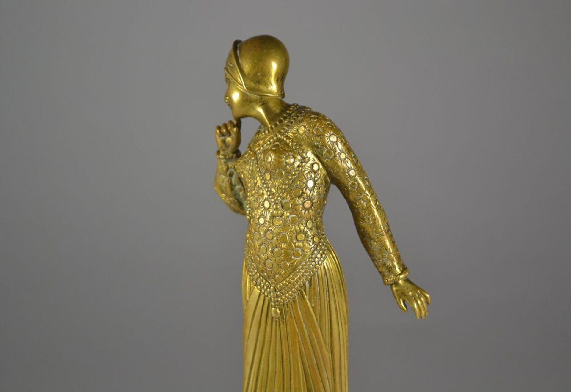 Georges Gori 'Act. 1930' Bronze Lady on Onyx Base Art Nouveau Art Deco 2