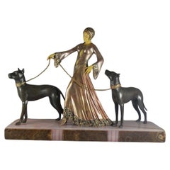 Georges Gori "Guardians" rare version with pink marble art deco