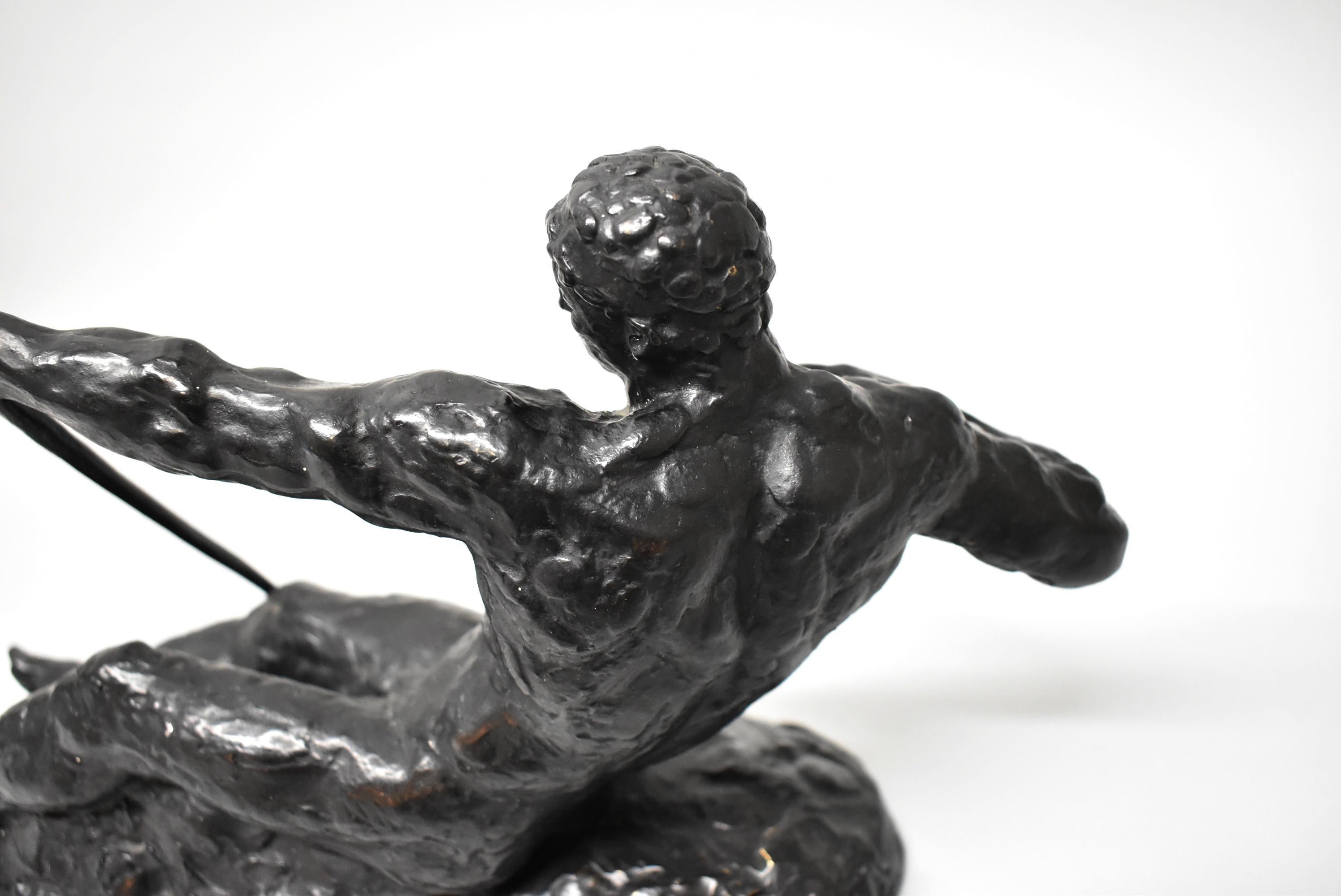 European Georges Gori Reclining Archer Bronze Sculpture Statue