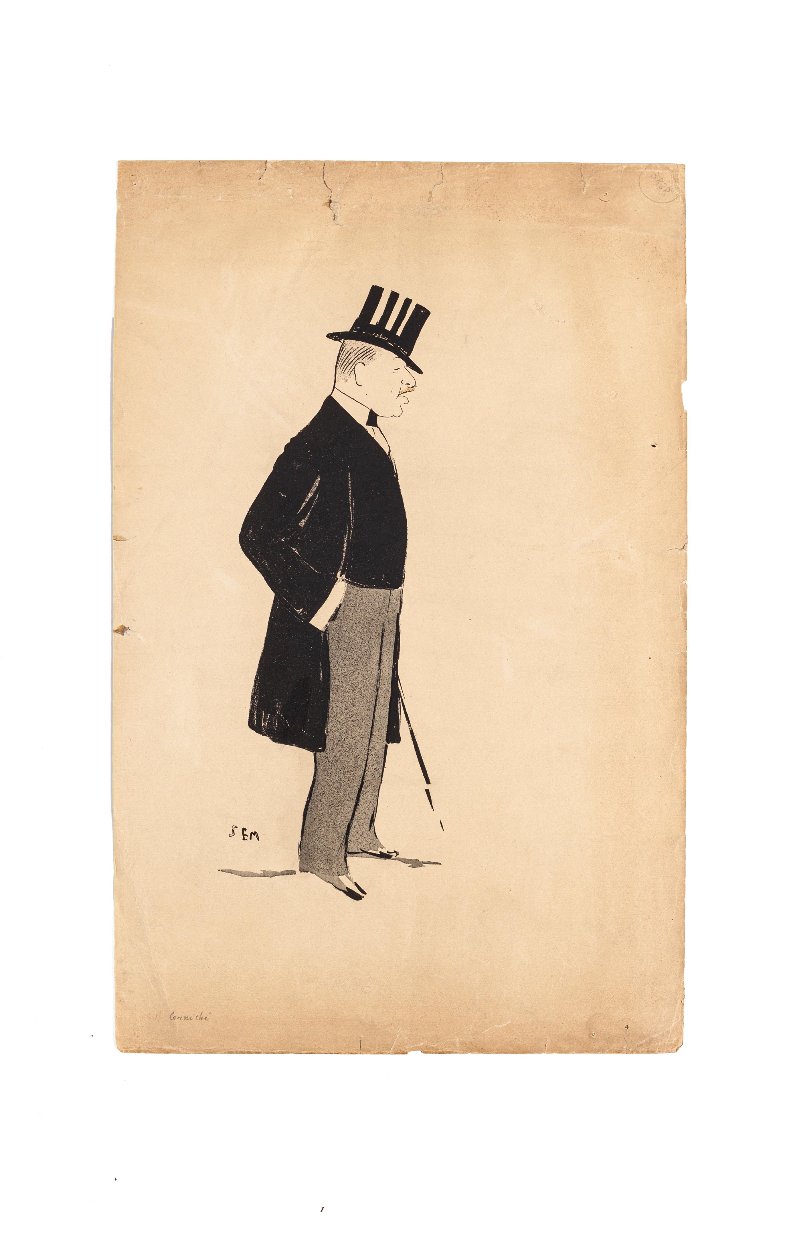 Georges Goursat Figurative Print - Gentlemen - Original Photolithograph by SEM - Early 20th Century