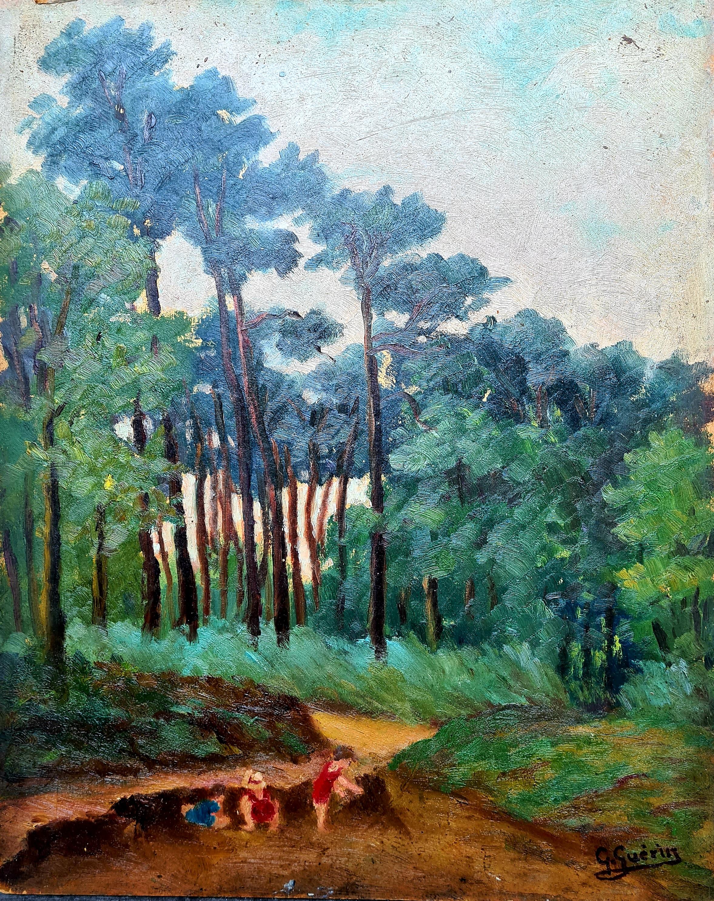 Impressionist Barbizon School Landscape, Children at Play, Mont-de-l'Enclus 7