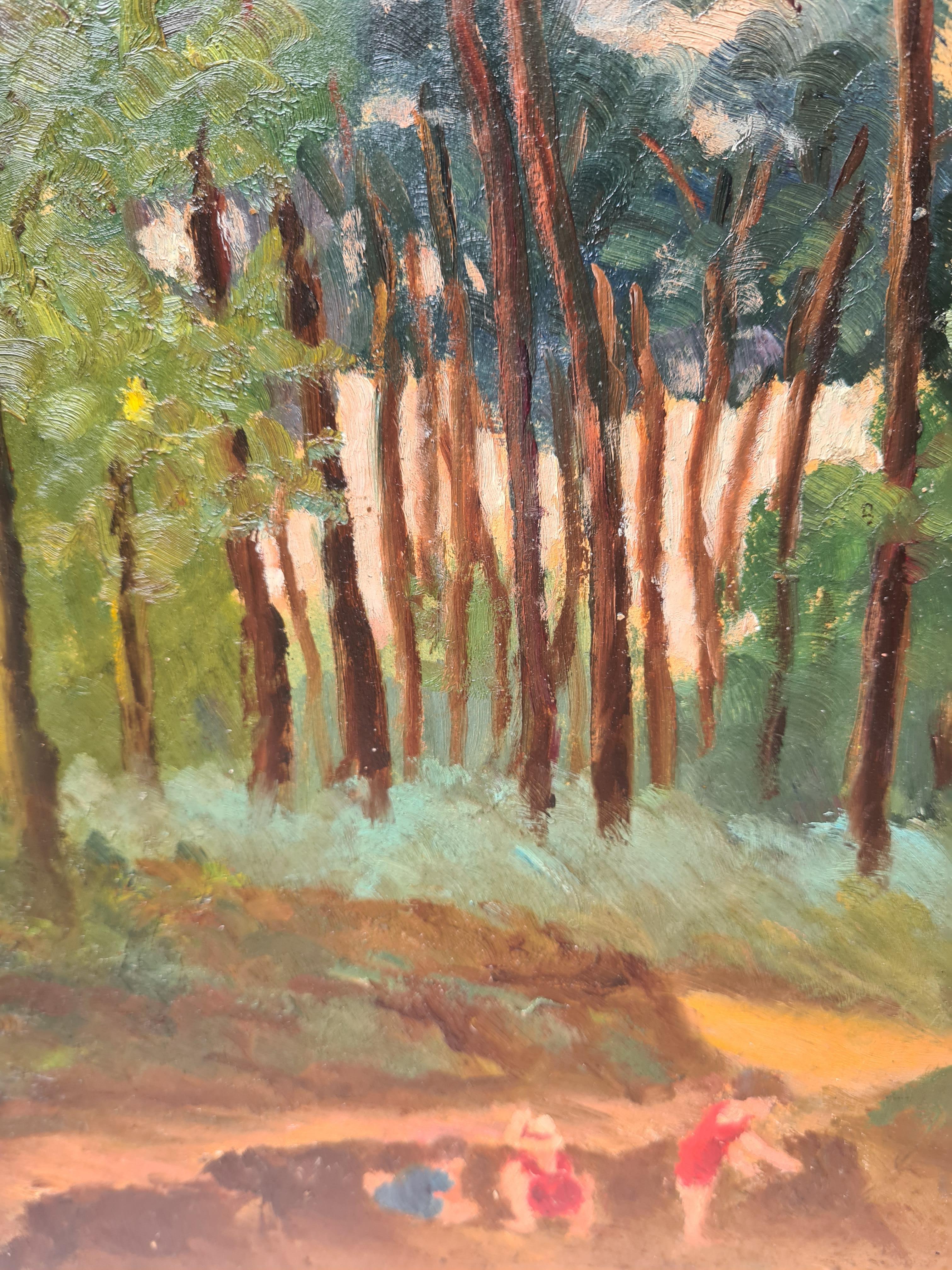 Impressionist Barbizon School Landscape, Children at Play, Mont-de-l'Enclus 3