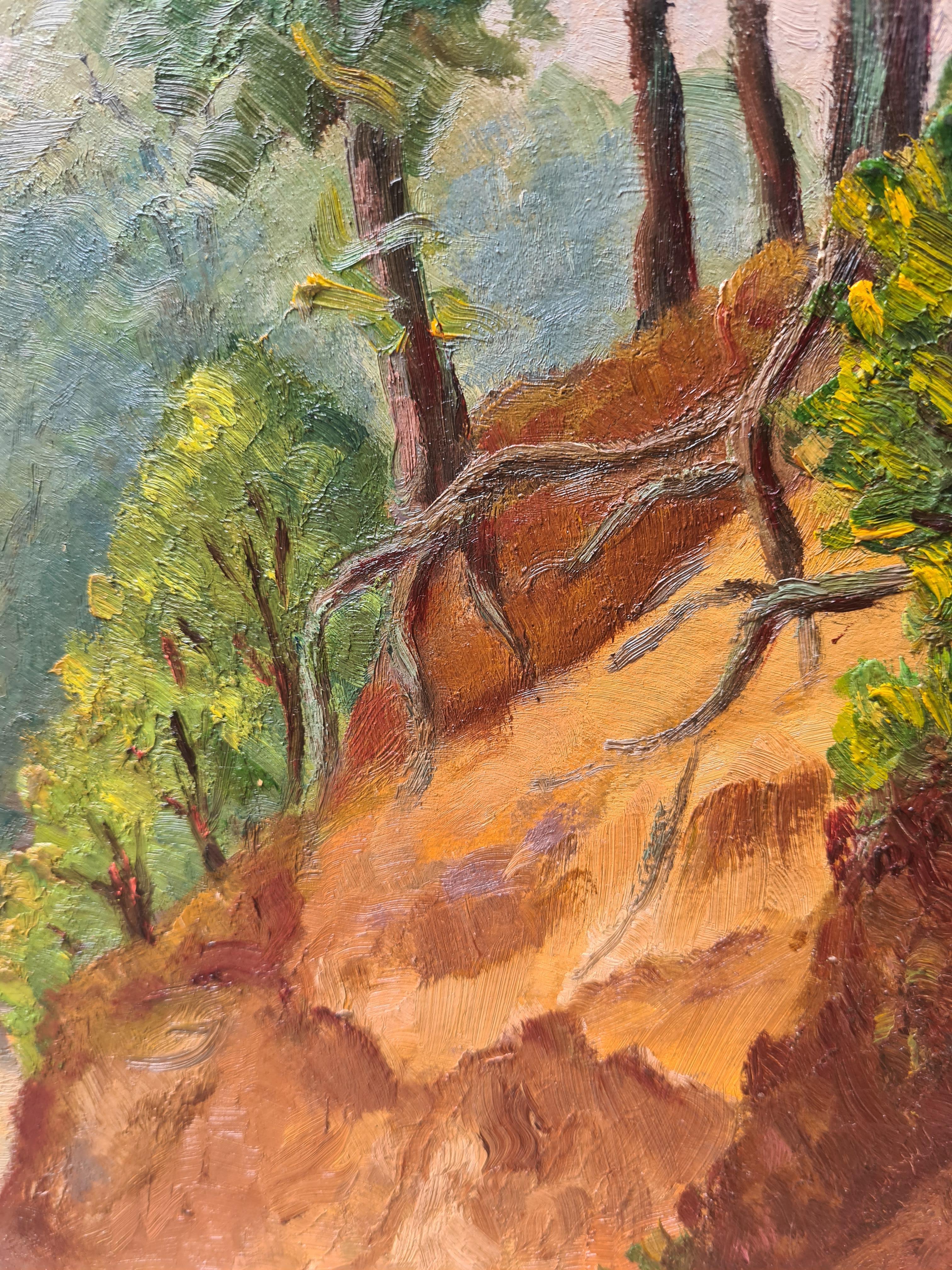 French Impressionist Barbizon School Landscape, Forest at Mont-de-l'Enclus For Sale 3