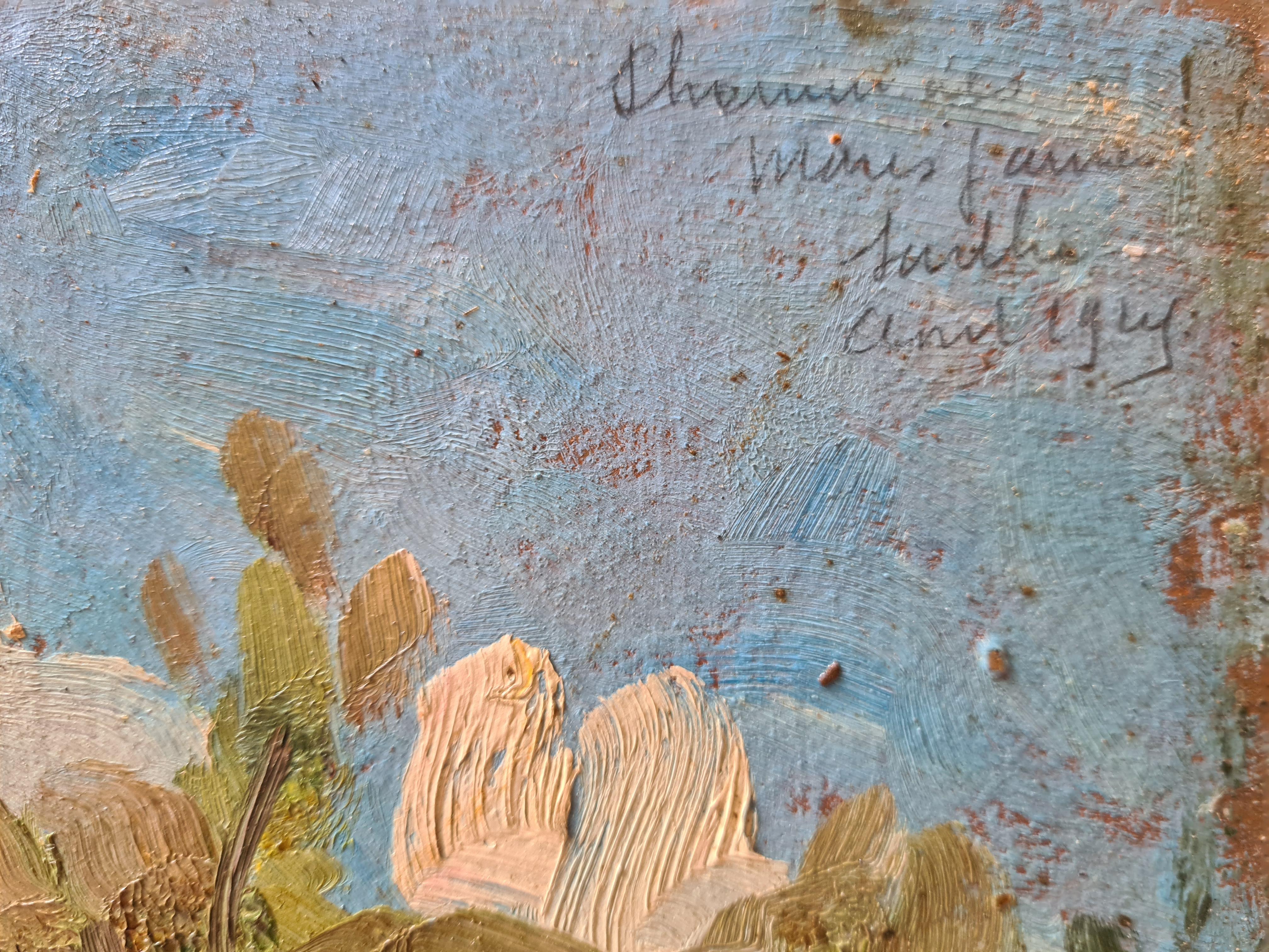 Paysage impressionniste de l'école de Barbizon, Une promenade dans les bois Huile sur carton. 4