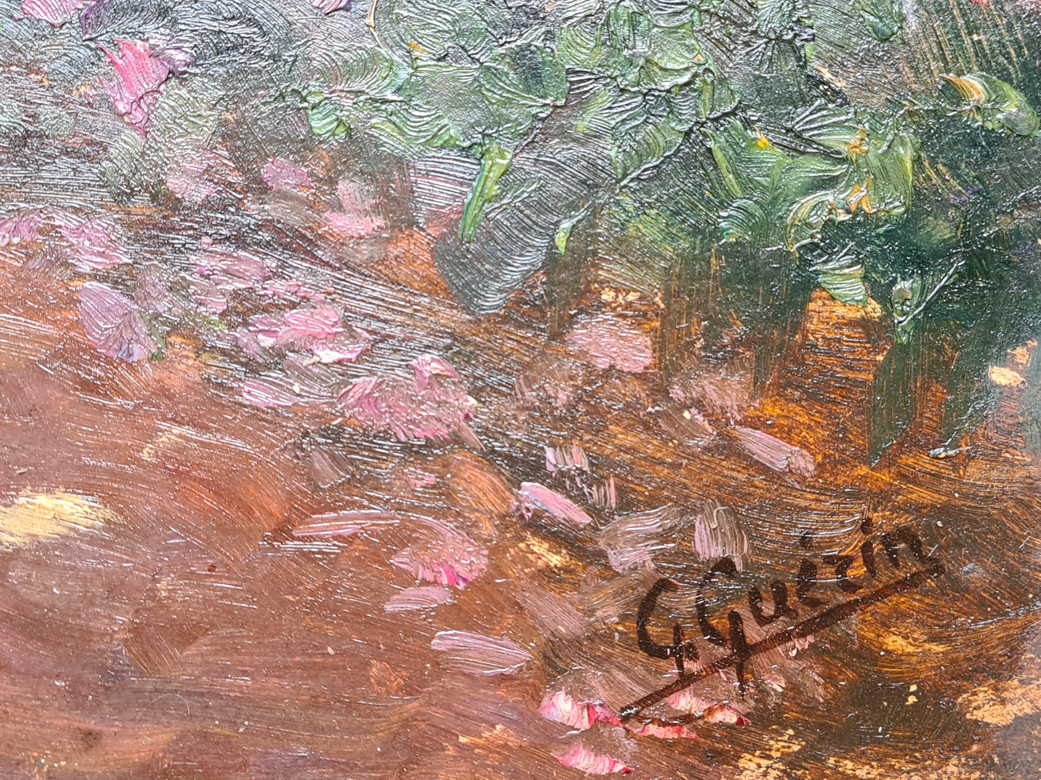 Paysage impressionniste de l'école de Barbizon, les Azaleas - Painting de Georges Guerin