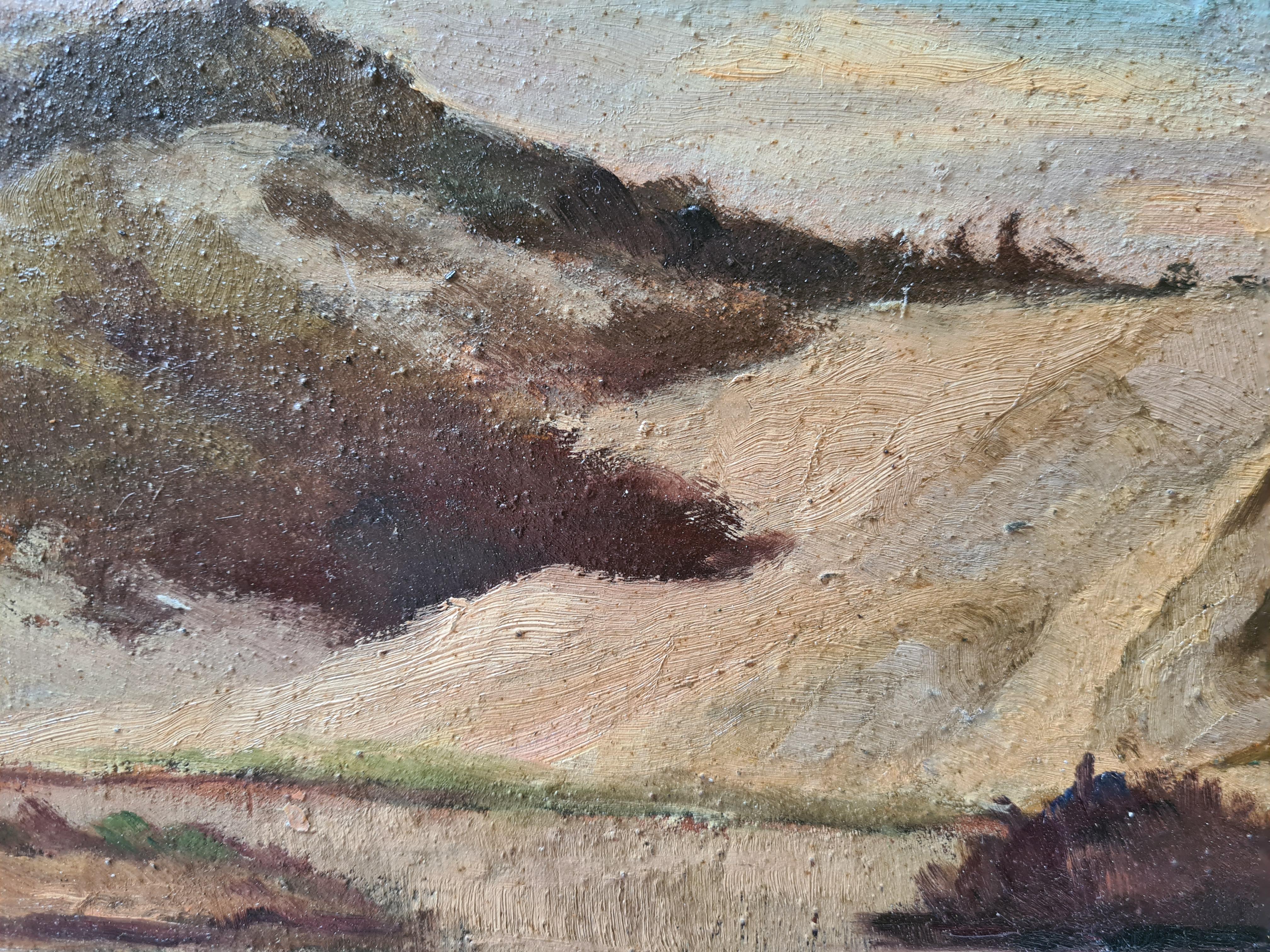 Paesaggio a olio impressionista della Scuola di Barbizon, Dune a Paris Plage, Le Touquet. - Painting di Georges Guerin