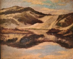 Paesaggio a olio impressionista della Scuola di Barbizon, Dune a Paris Plage, Le Touquet.