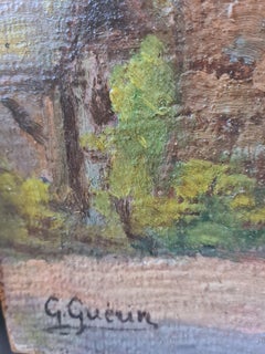 Impressionist Barbizon School Oil on Board, Cordes, Village in the Sky.