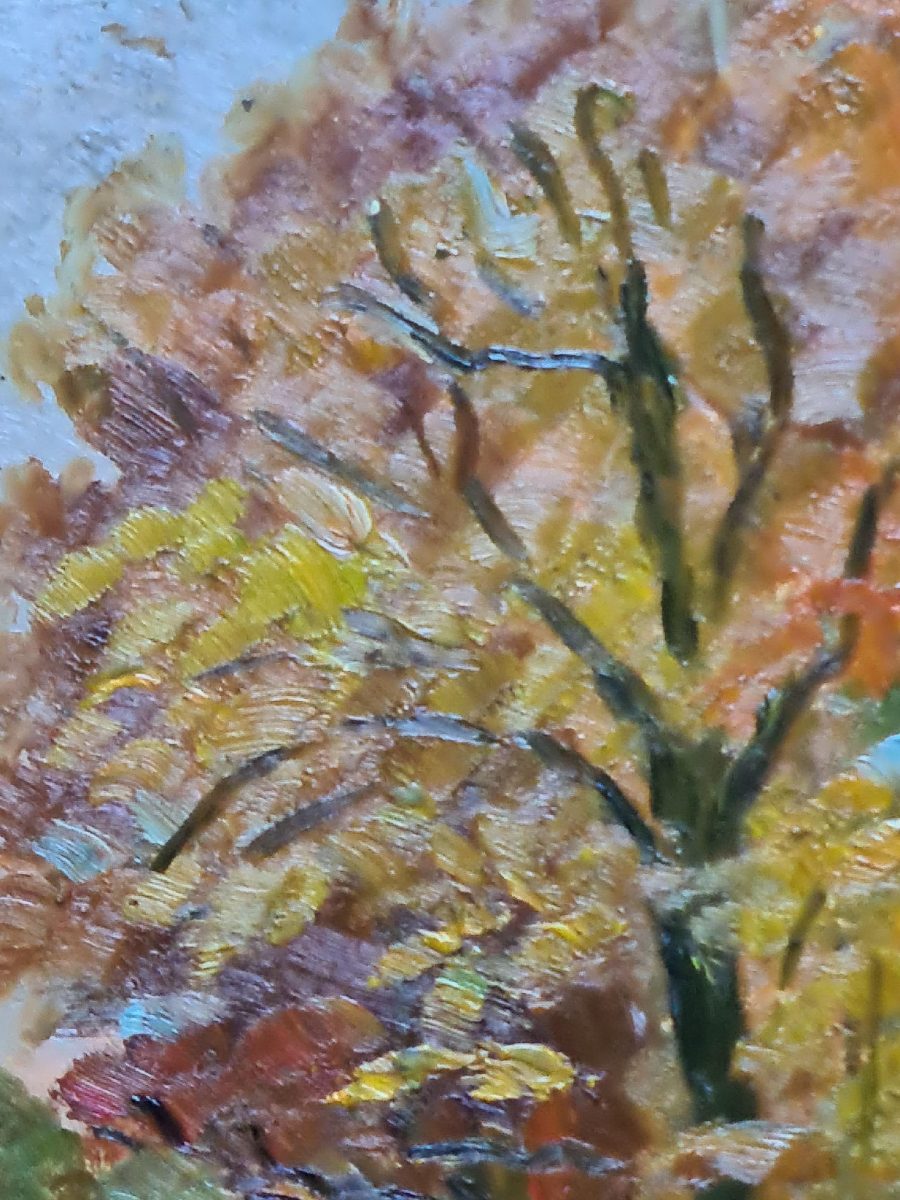 Paysage impressionniste français de l'école de Barbizon, Gloire d'automne et Azeleas - Impressionnisme Painting par Georges Guerin