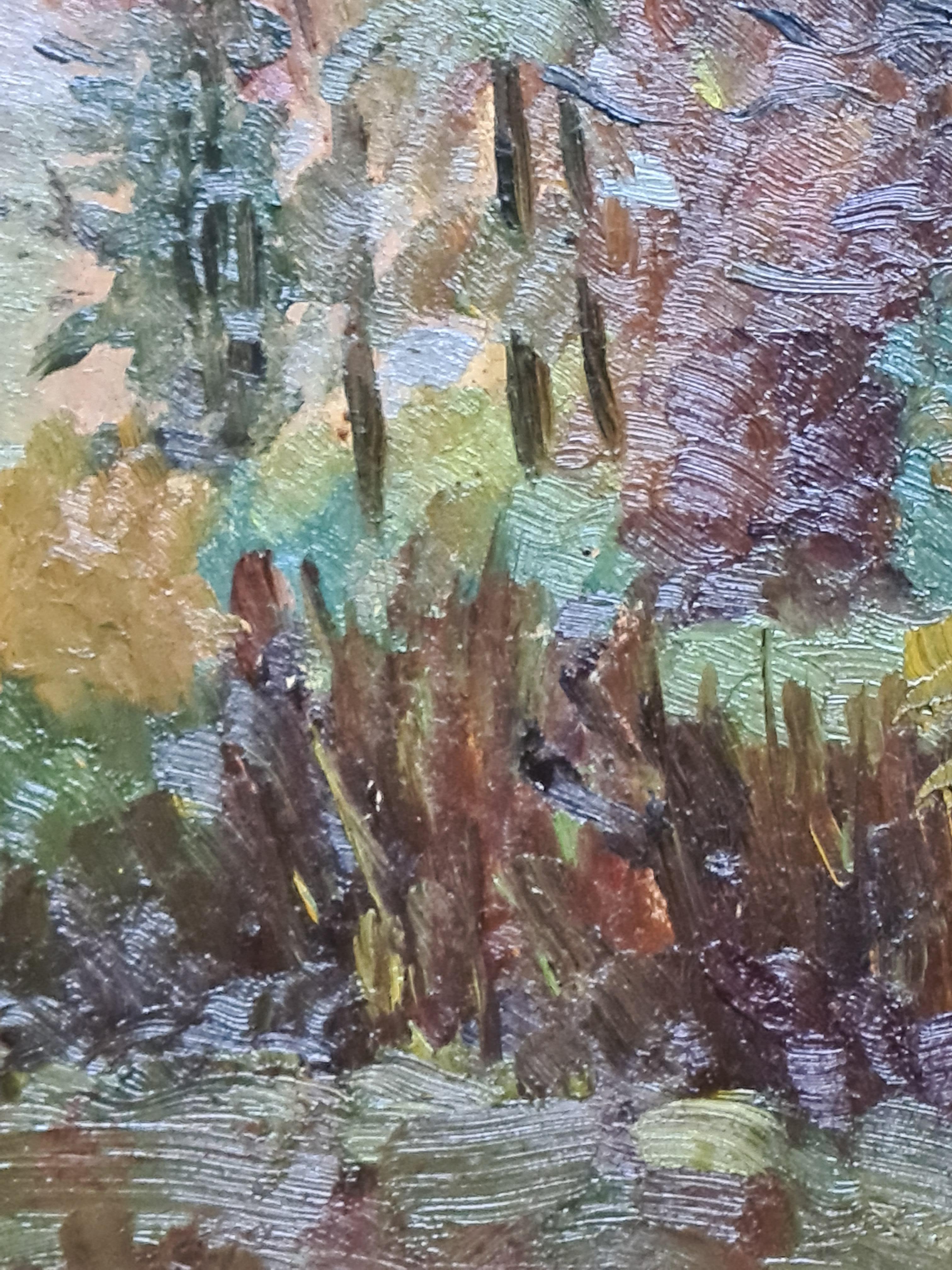 Paysage impressionniste français de l'école de Barbizon, Gloire d'automne et Azeleas en vente 1