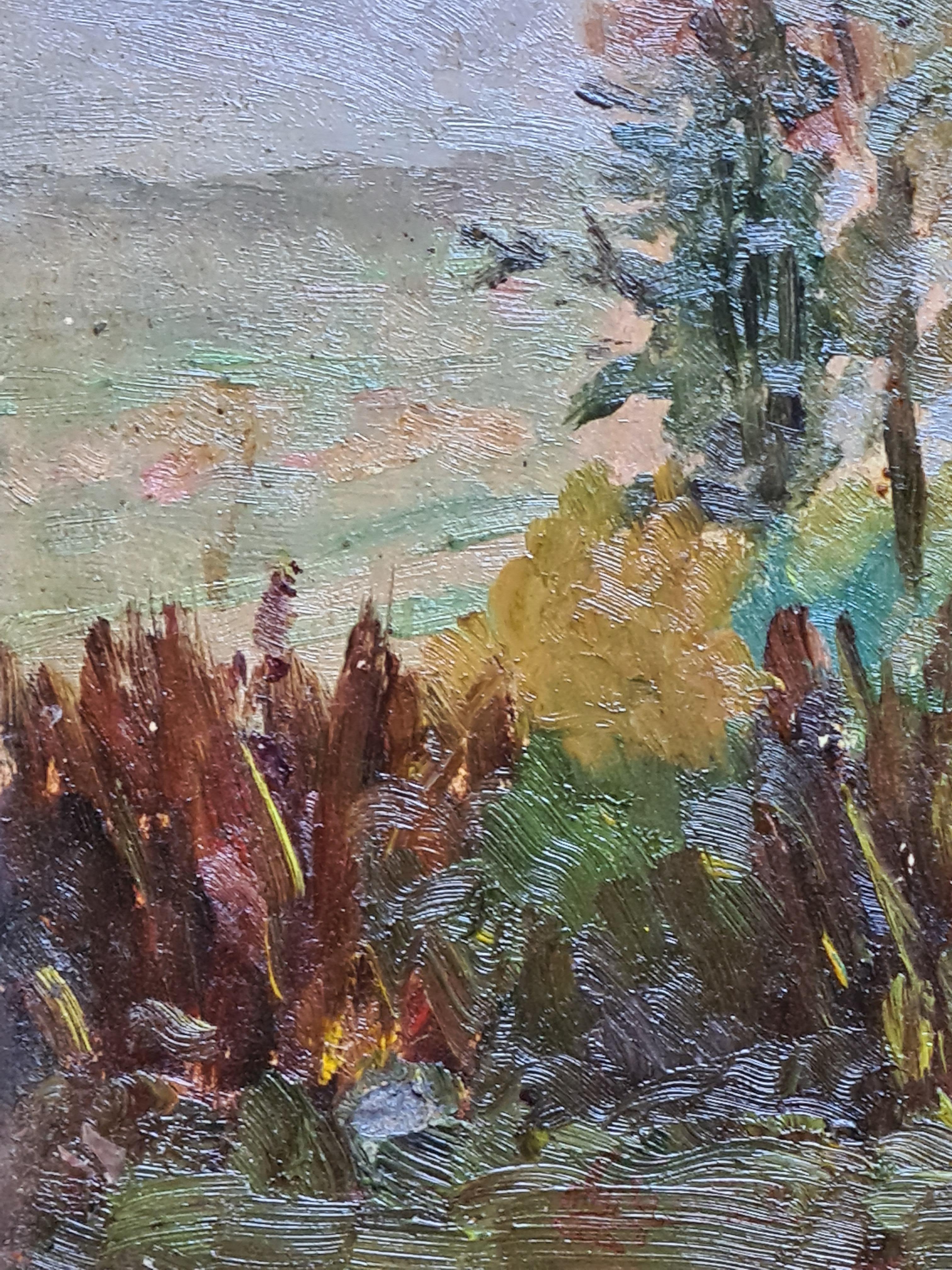 Paysage impressionniste français de l'école de Barbizon, Gloire d'automne et Azeleas en vente 2