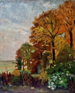 French Impressionist Barbizon School Landscape, Autumn Glory and Azeleas