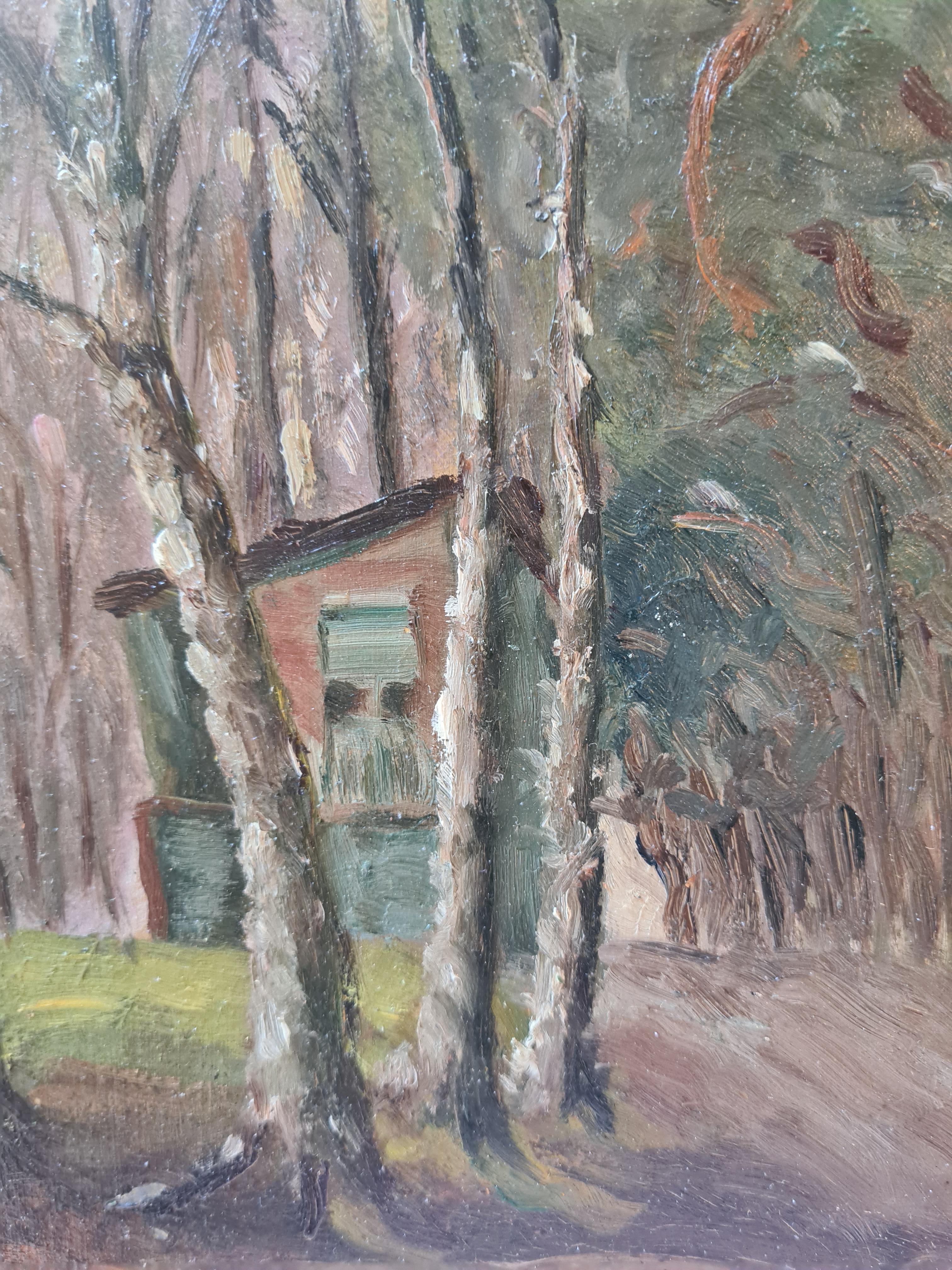 French Impressionist Barbizon School Landscape, The Cottage in the Forest 3