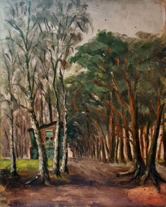 Paisaje impresionista francés de la Escuela de Barbizon, La cabaña en el bosque