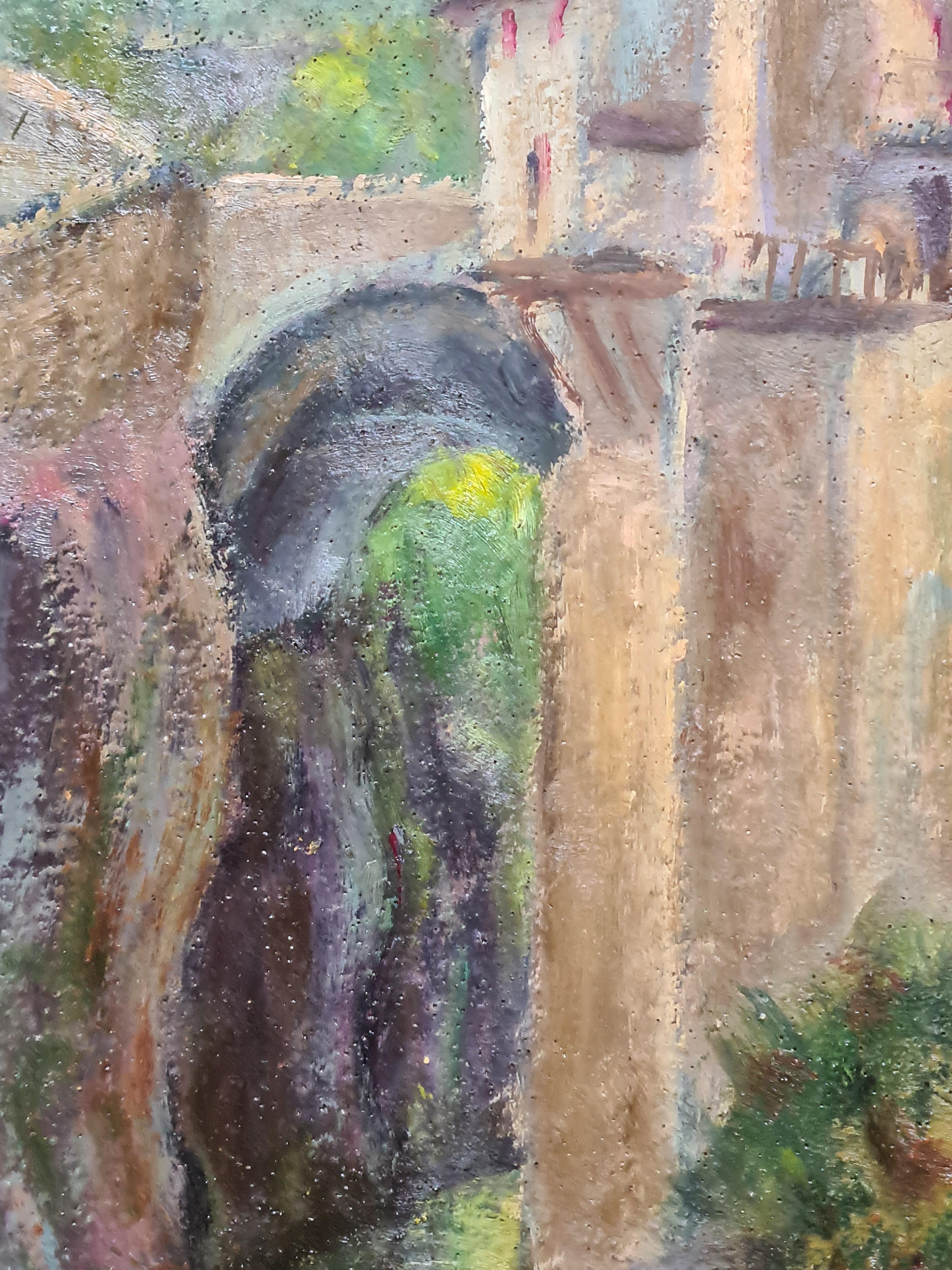 Paysage impressionniste français de l'école de Barbizon, le magnifique château - Impressionnisme Painting par Georges Guerin
