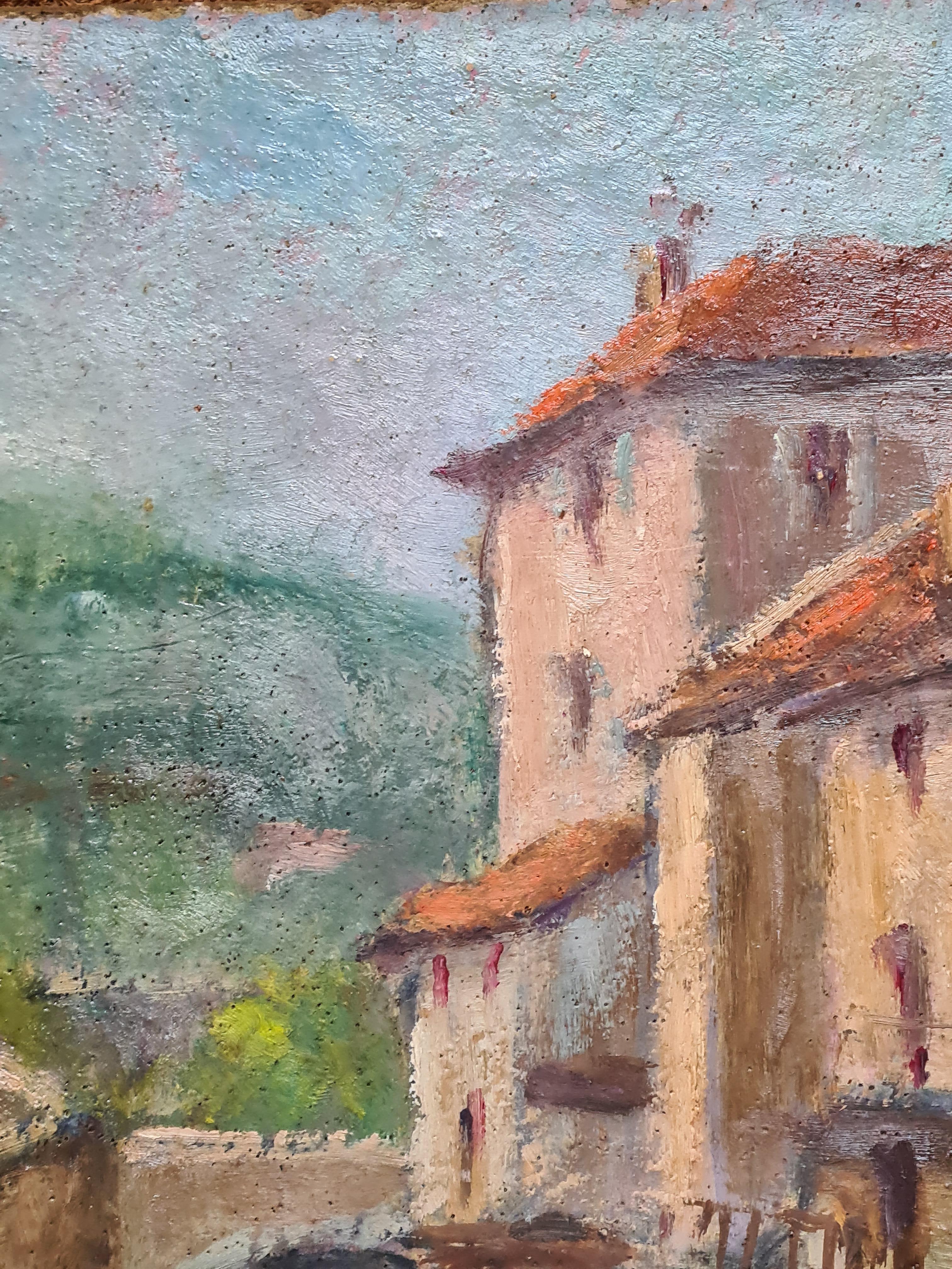 Paysage impressionniste français de l'école de Barbizon, le magnifique château 1