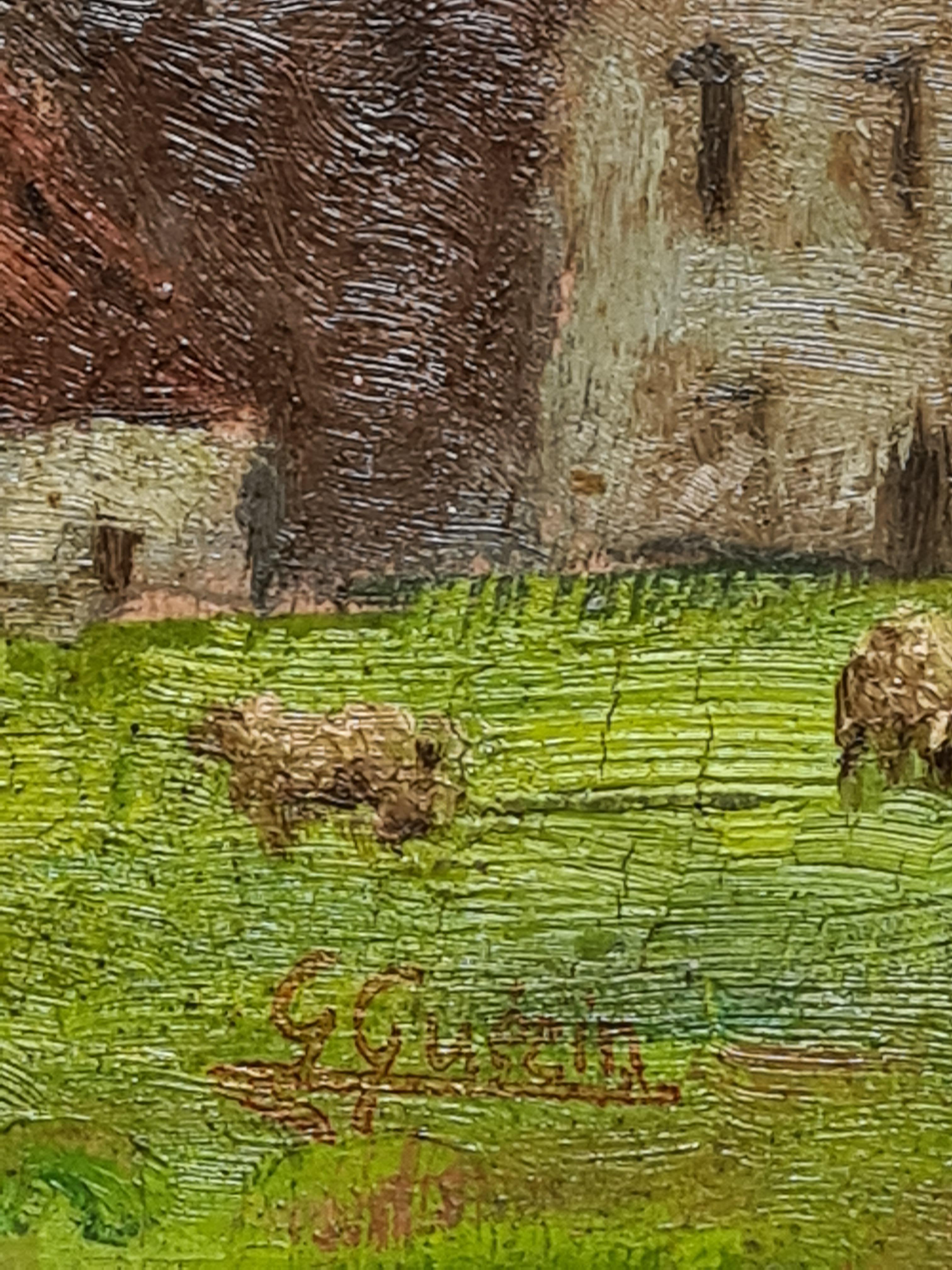 French Impressionist Barbizon School Landscape, Where Sheep Safely Graze For Sale 6