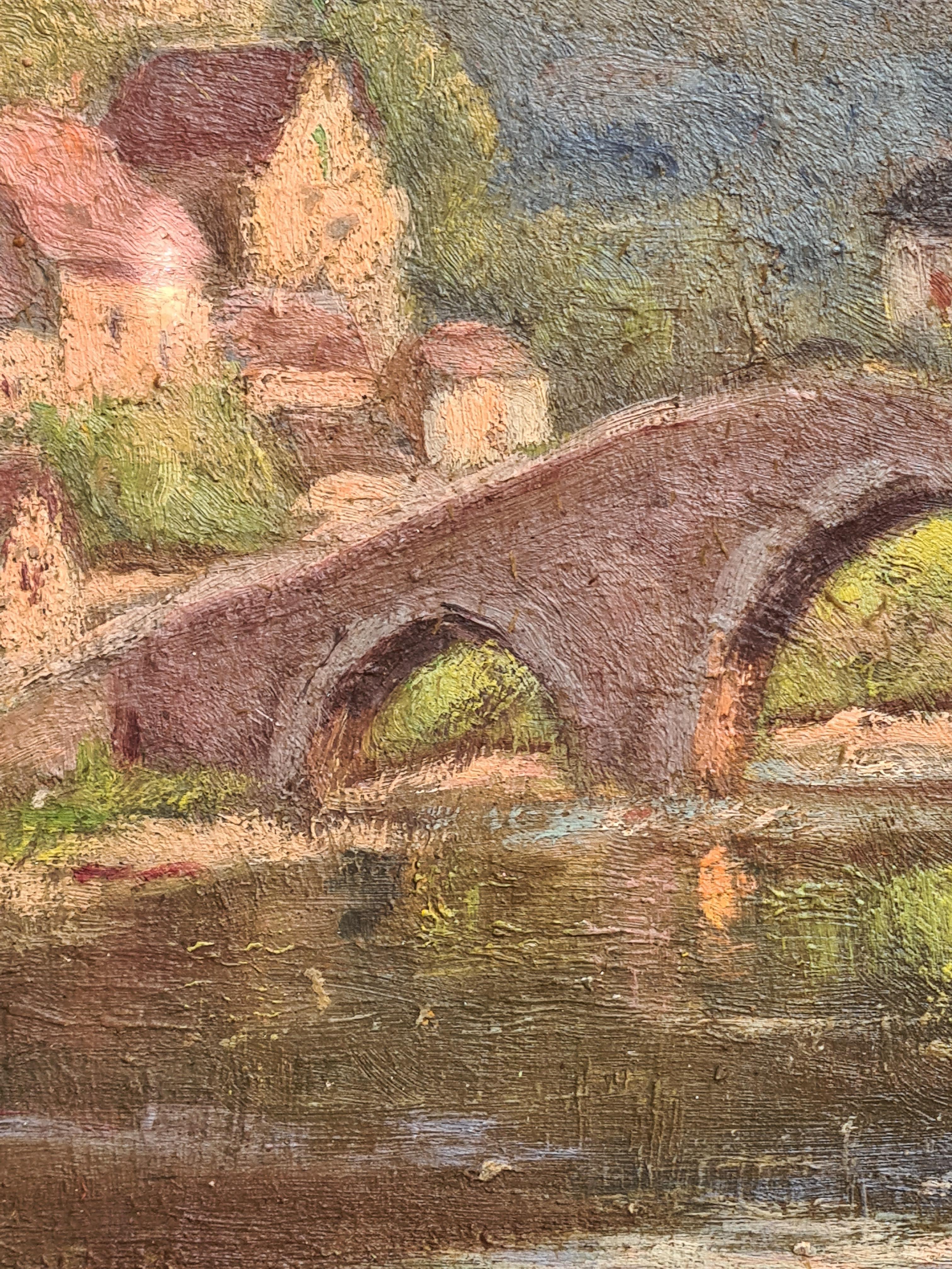 French Impressionist Barbizon School Oil on Board, The Castle Ruins 3