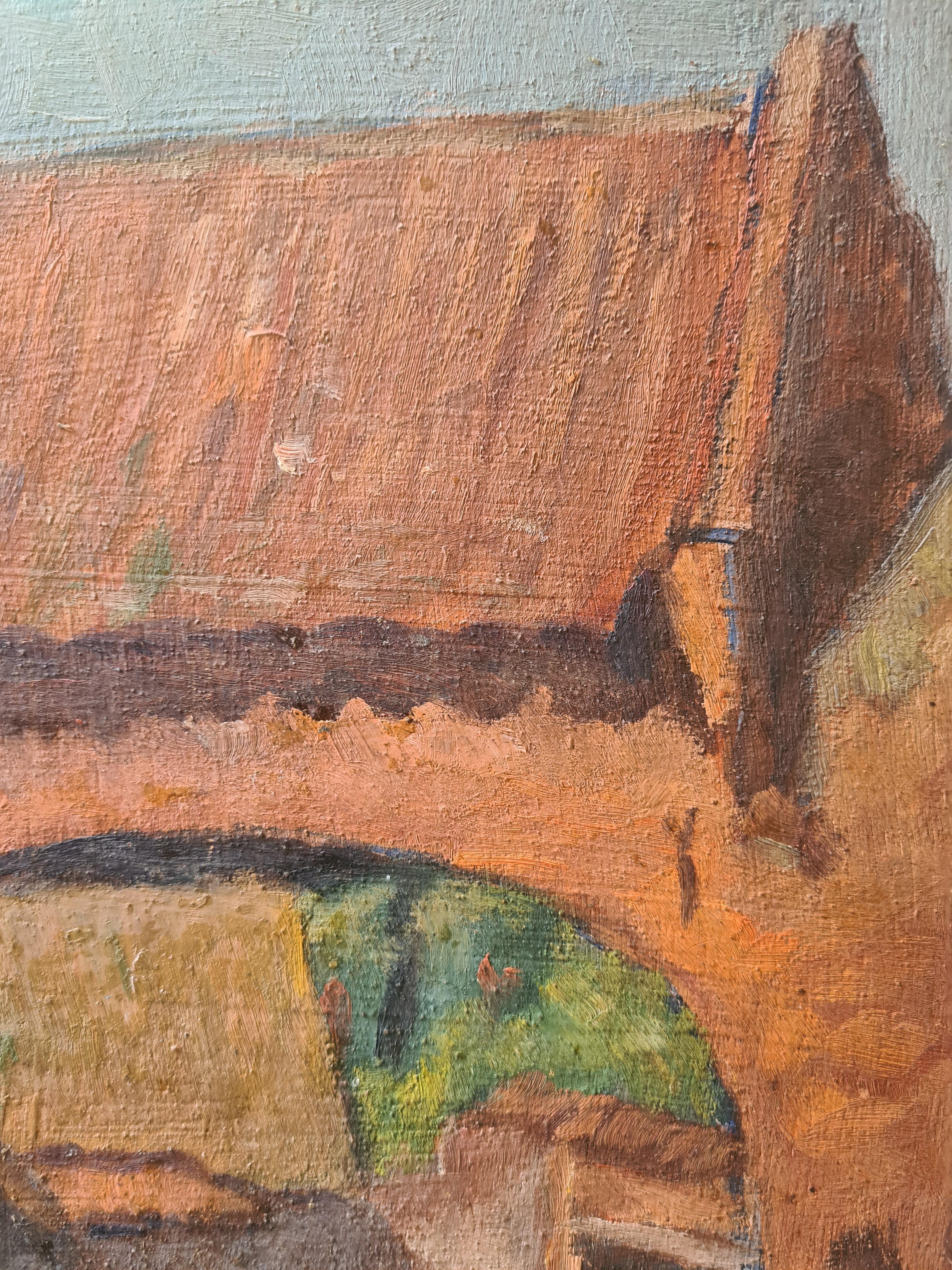 French Impressionist Barbizon School Oil on Board, The Gateway to the Farm 3