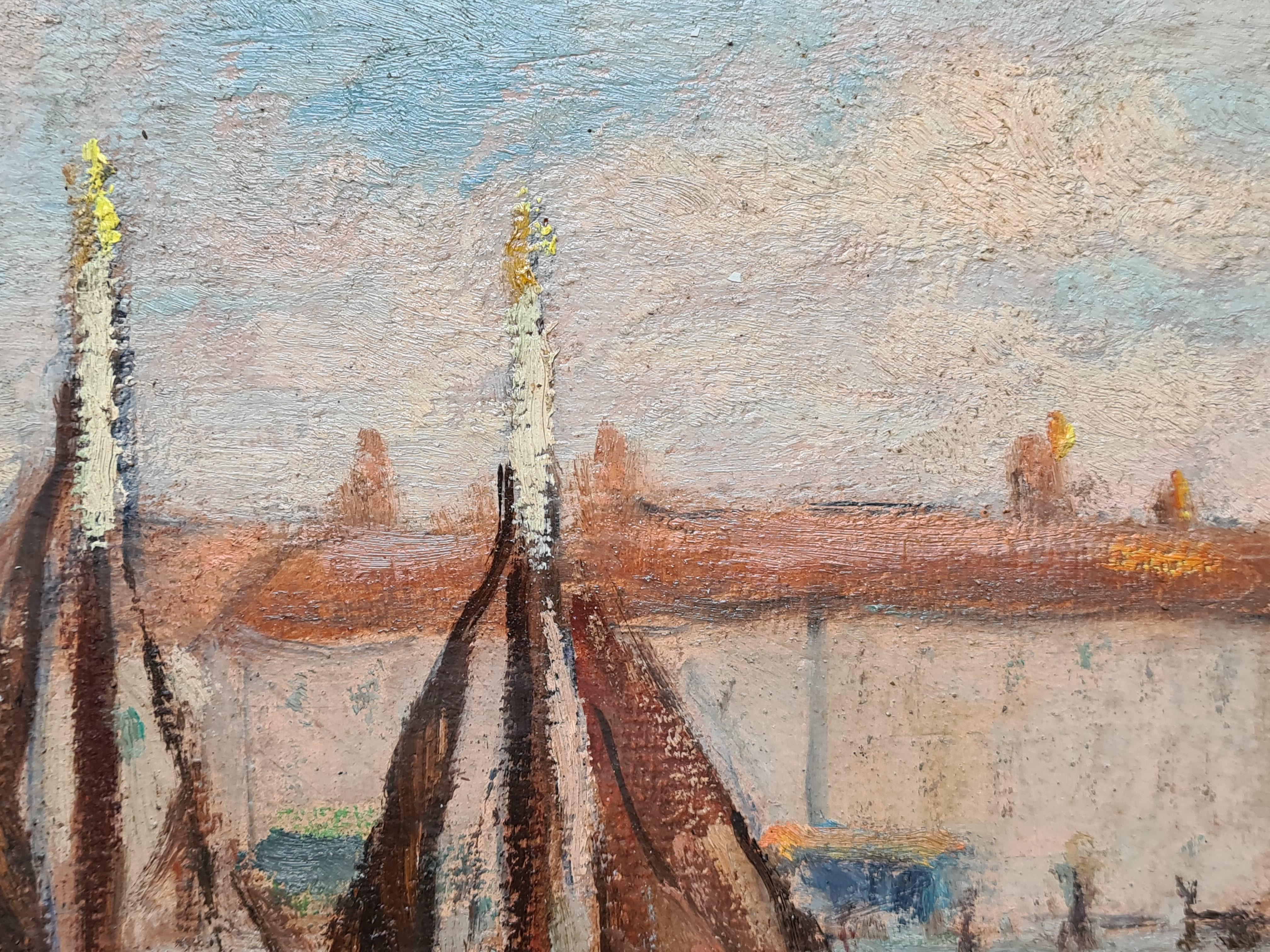 Impressionist Barbizon School Oil on Board, The Port With Sailboats For Sale 3