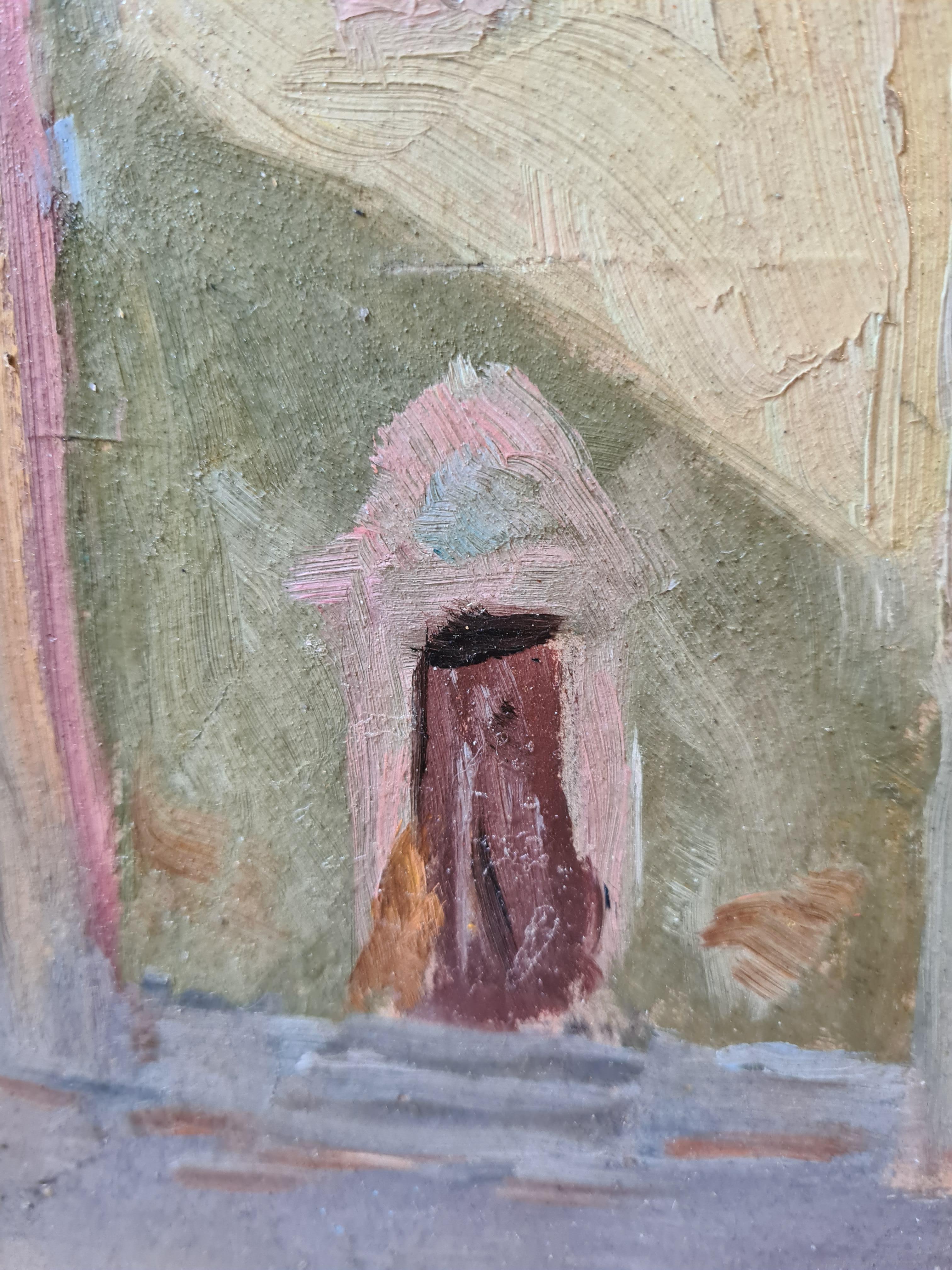 Olio impressionista su tavola, l'Eglise des Penitents, Sospel, Sud della Francia 6