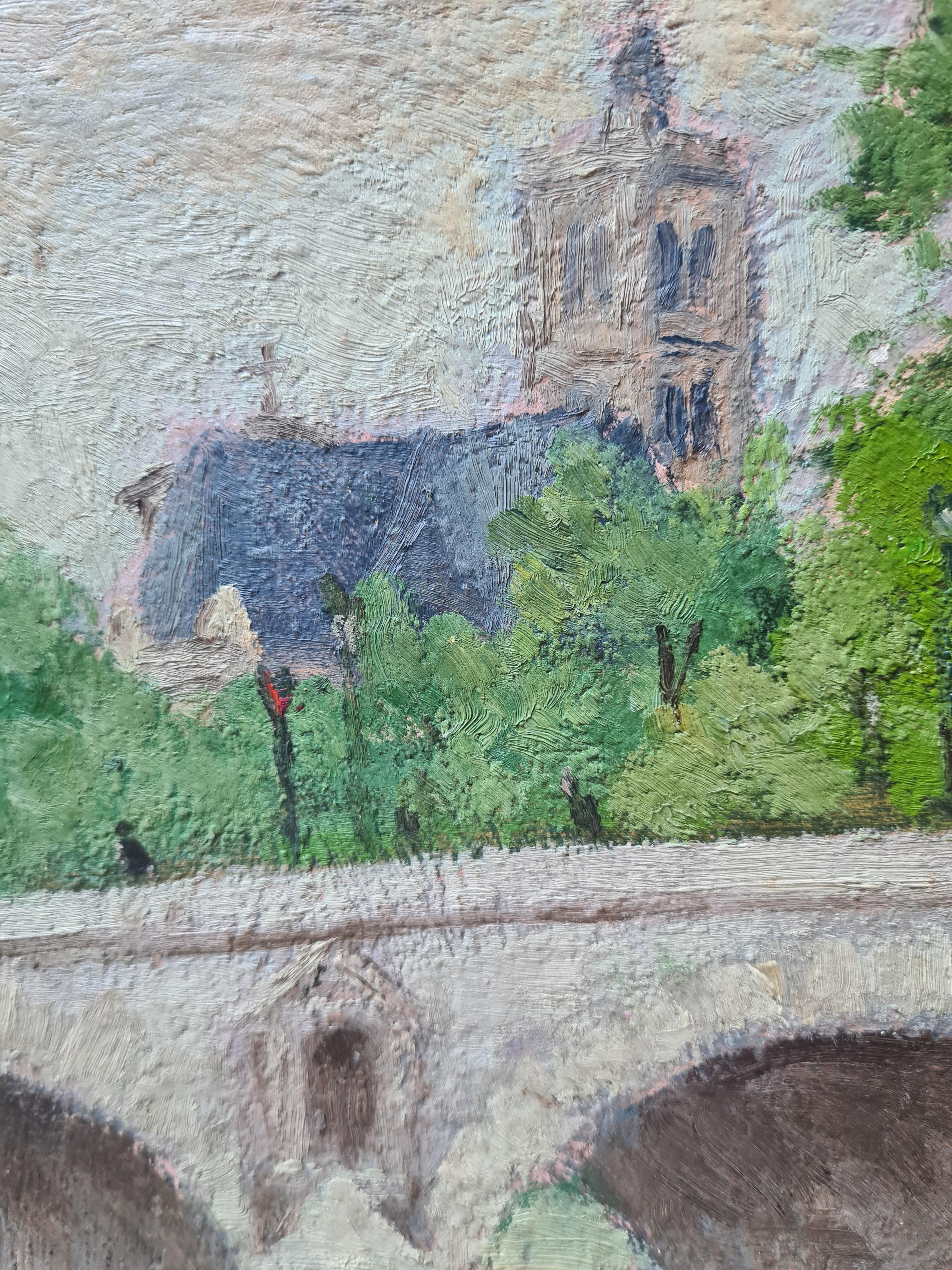 Veduta impressionista di Parigi, il Pont Marie, la chiesa di St Gervais e la Senna - Painting Impressionismo di Georges Guerin