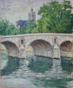 Veduta impressionista di Parigi, il Pont Marie, la chiesa di St Gervais e la Senna