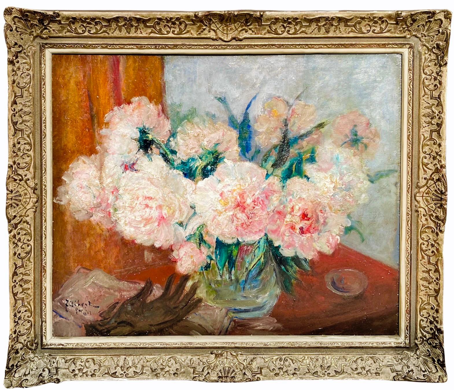 Georges Guido Filiberti Still-Life Painting - 19th century style French Post Impressionist painting - Flowers Monet