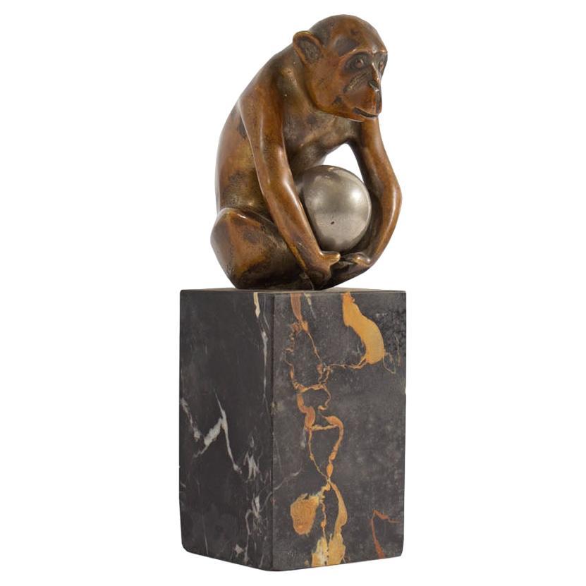 Georges H. Laurent Bronze Monkey Sculpture