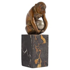 Georges H. Laurent Bronze Monkey Sculpture
