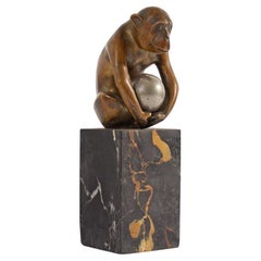 Sculpture de singe en bronze Georges H. Laurent