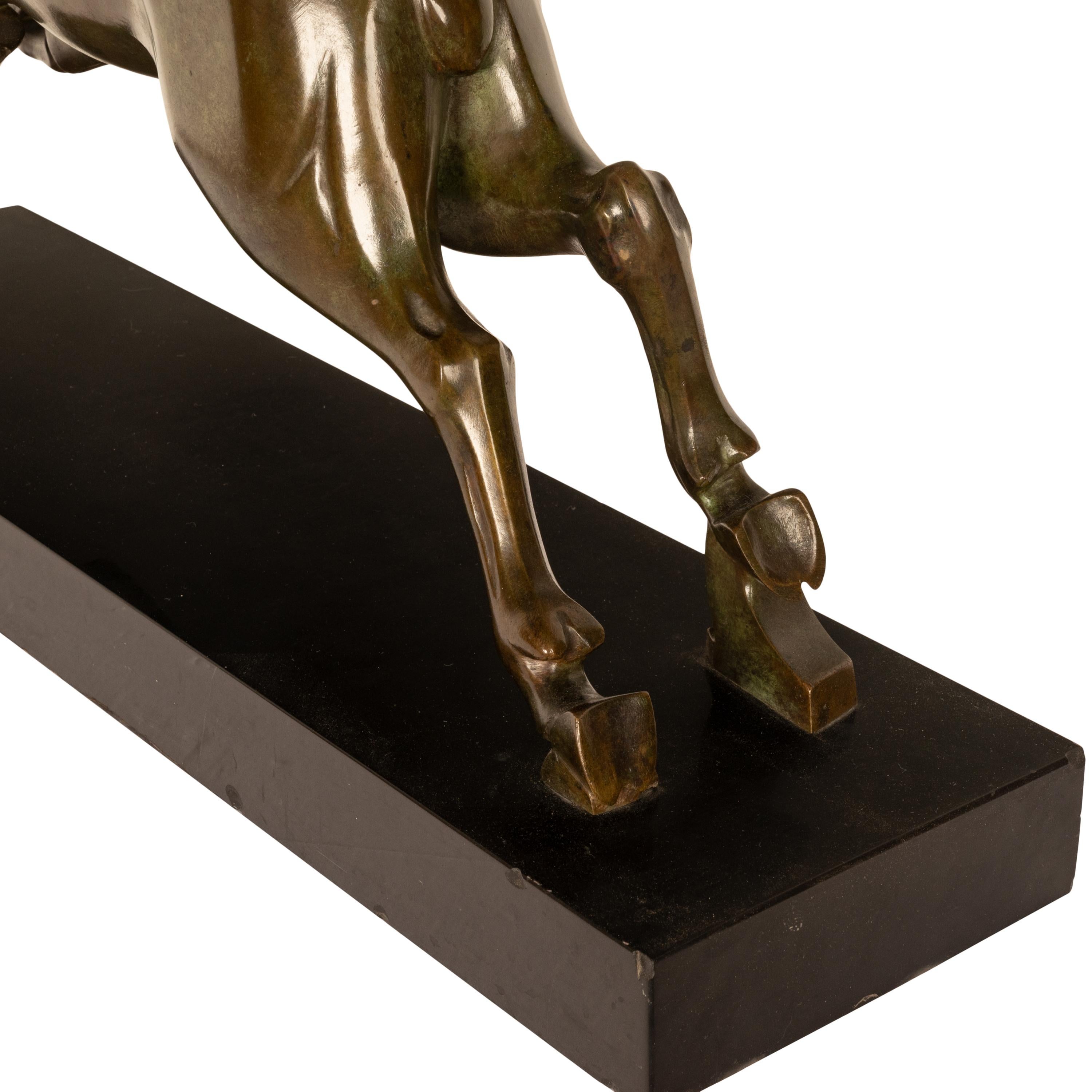 Antique French Art deco Leaping Stag Bronze Statue Sculpture Bronze marble 1925 For Sale 11