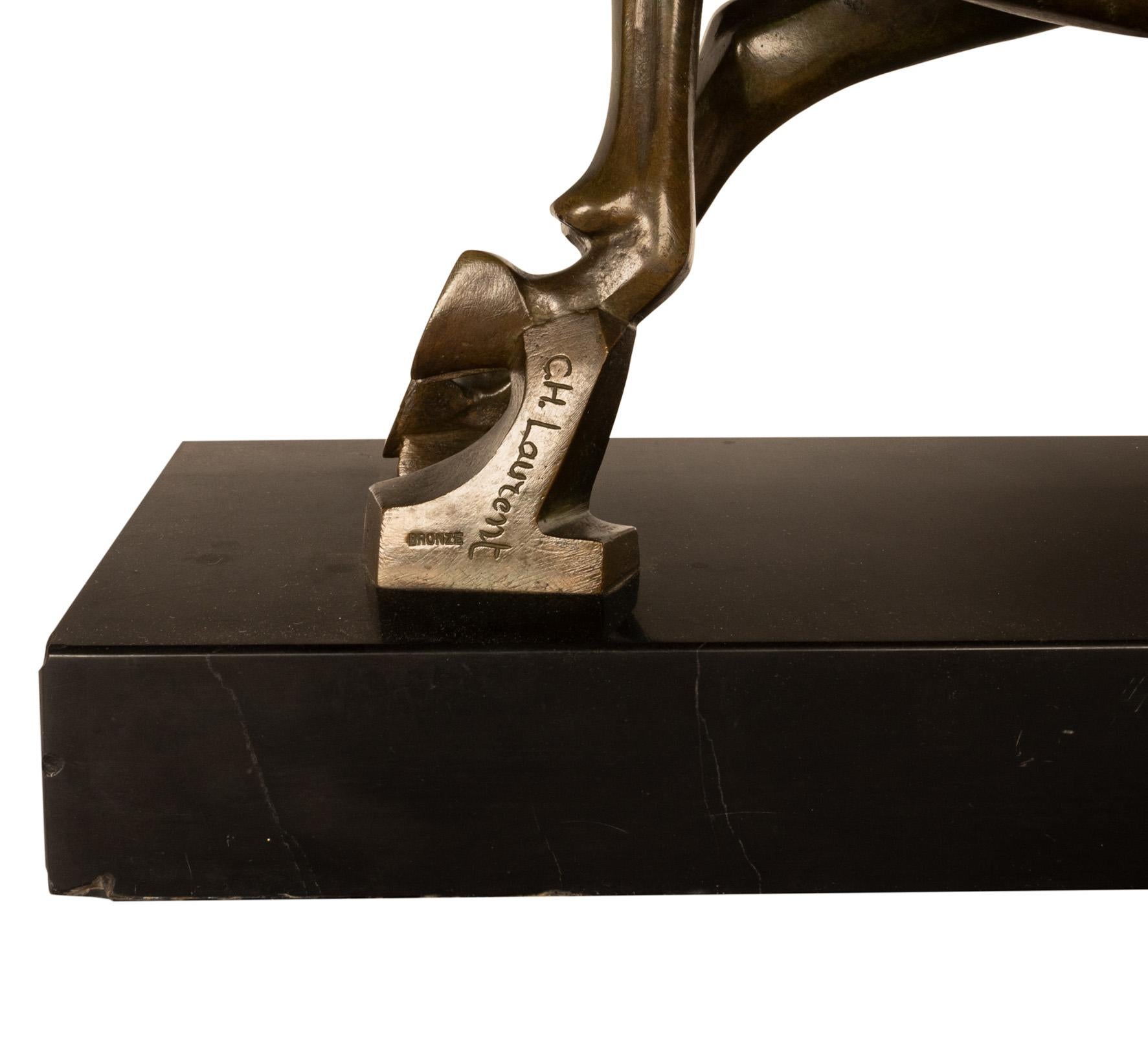 Antique French Art deco Ciervo Saltarín Estatua Escultura Bronce mármol 1925 en venta 10